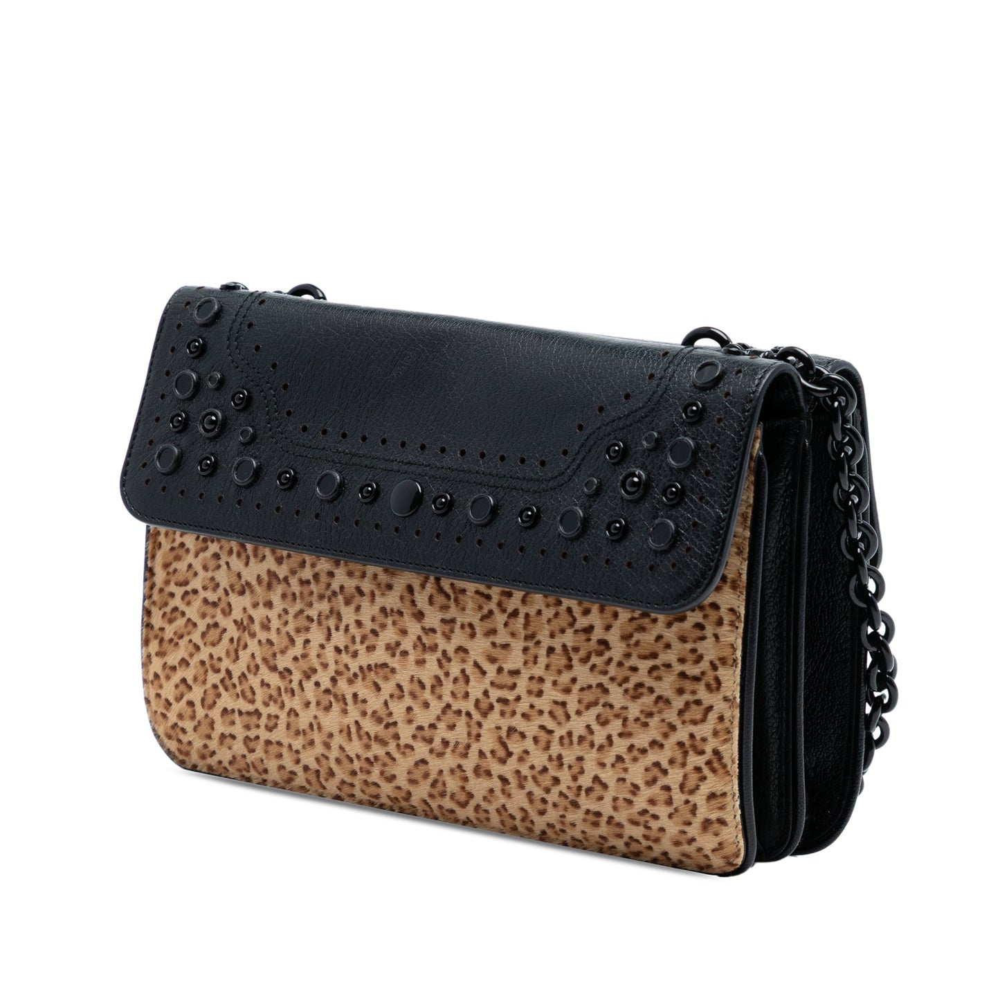 Bottega Veneta Leopard Print Pony Hair Glass Shoulder Bag