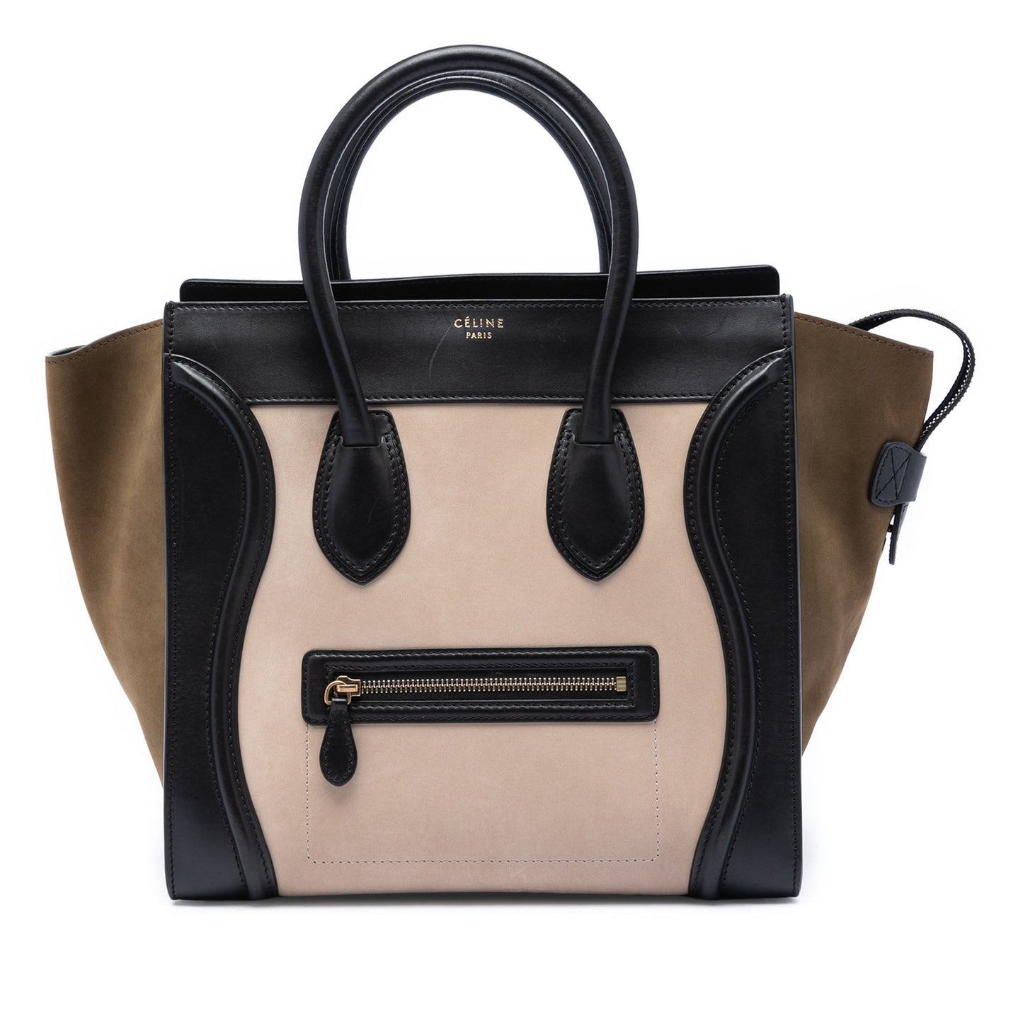 Celine Mini Tricolor Nubuck and Calfskin Luggage Tote