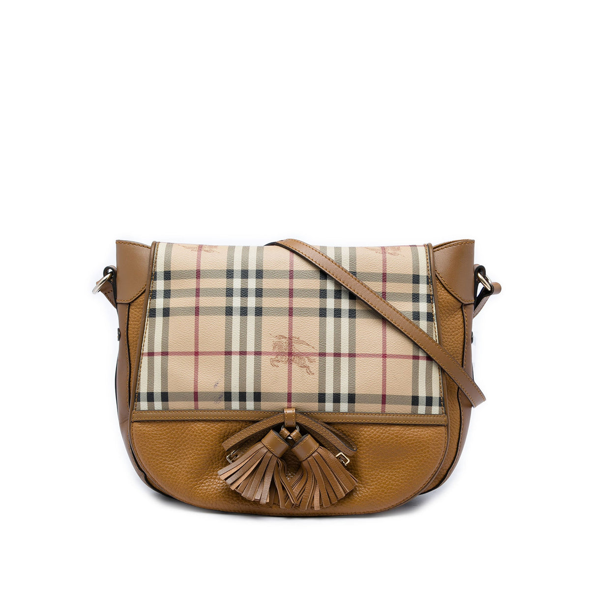 Burberry Haymarket Check Coated Canvas and Calfskin Flap Shoulder Bag