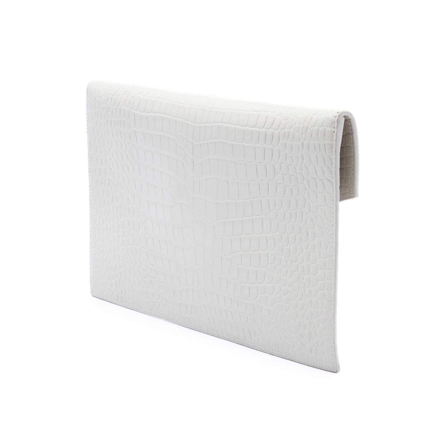 Saint Laurent Croc Embossed Leather Uptown Pouch