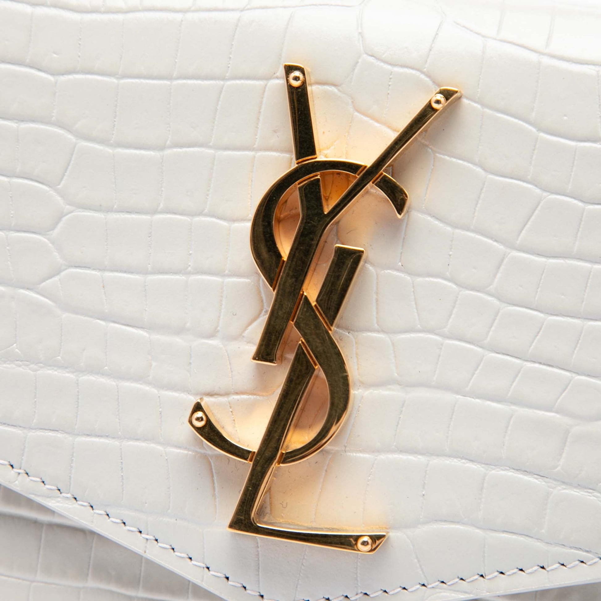 Saint Laurent Croc Embossed Leather Uptown Pouch