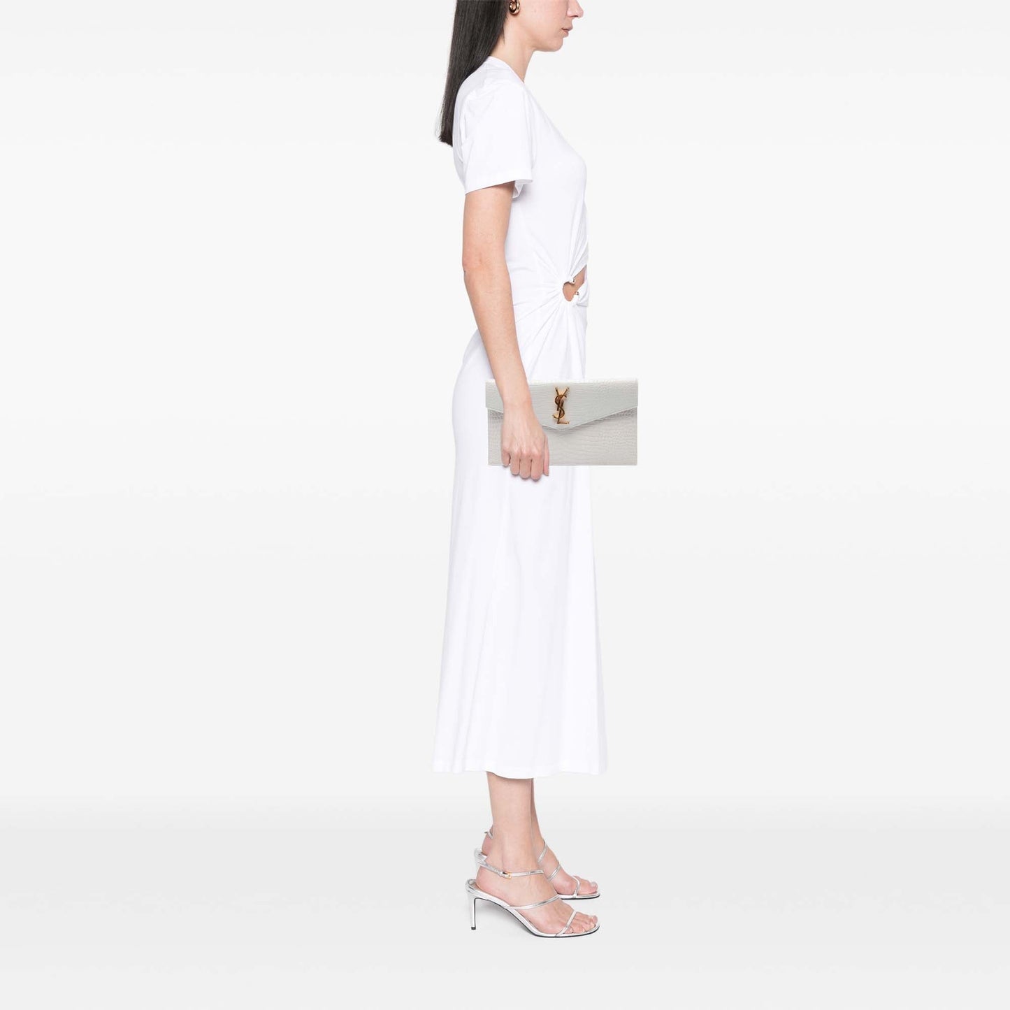 Saint Laurent Croc Embossed Leather Uptown Pouch