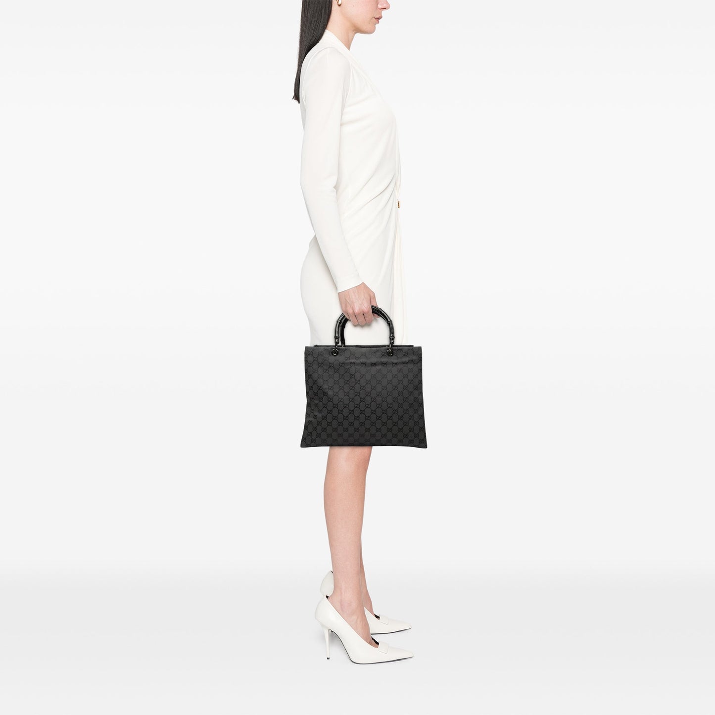 Gucci GG Canvas Bamboo Handbag