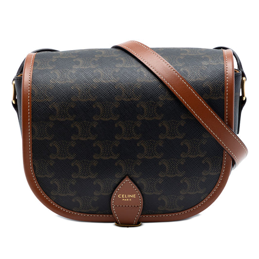 Celine Medium Triomphe Coated Canvas Folco Crossbody