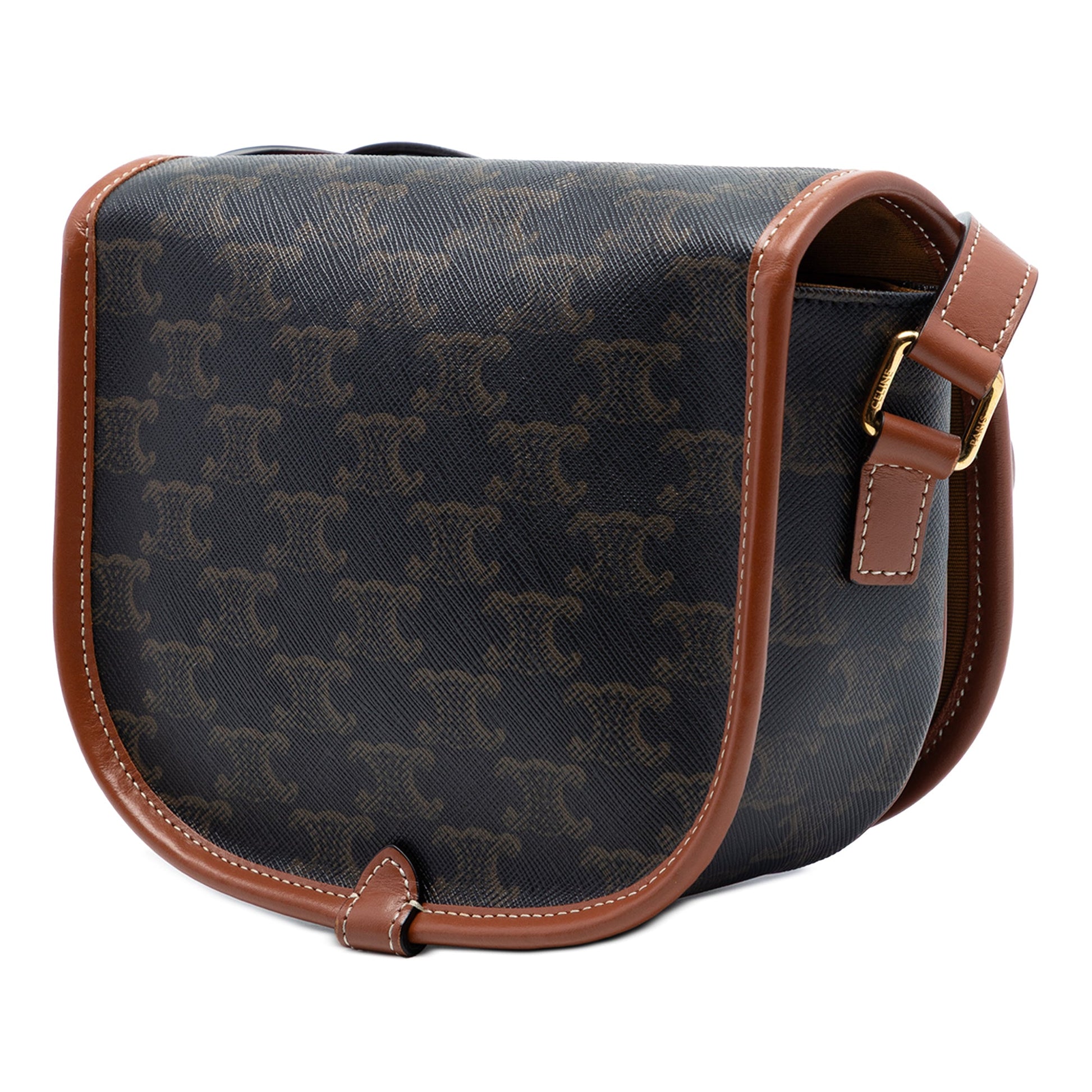 Celine Medium Triomphe Coated Canvas Folco Crossbody