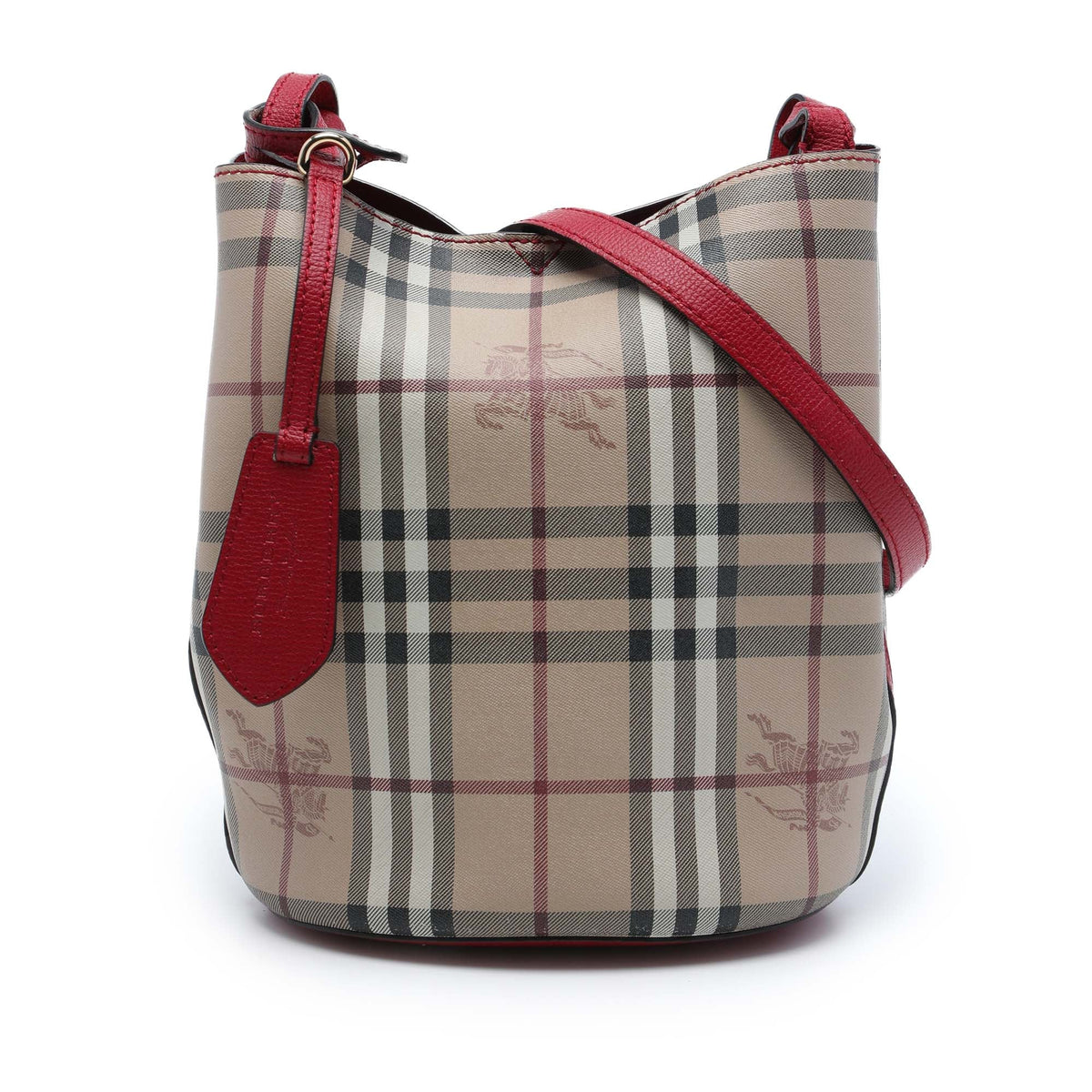 Burberry Haymarket Check Coated Canvas Lorne Bucket Bag
