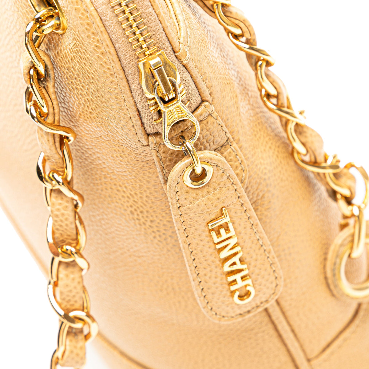 Chanel Caviar Logo Chain Shoulder Bag