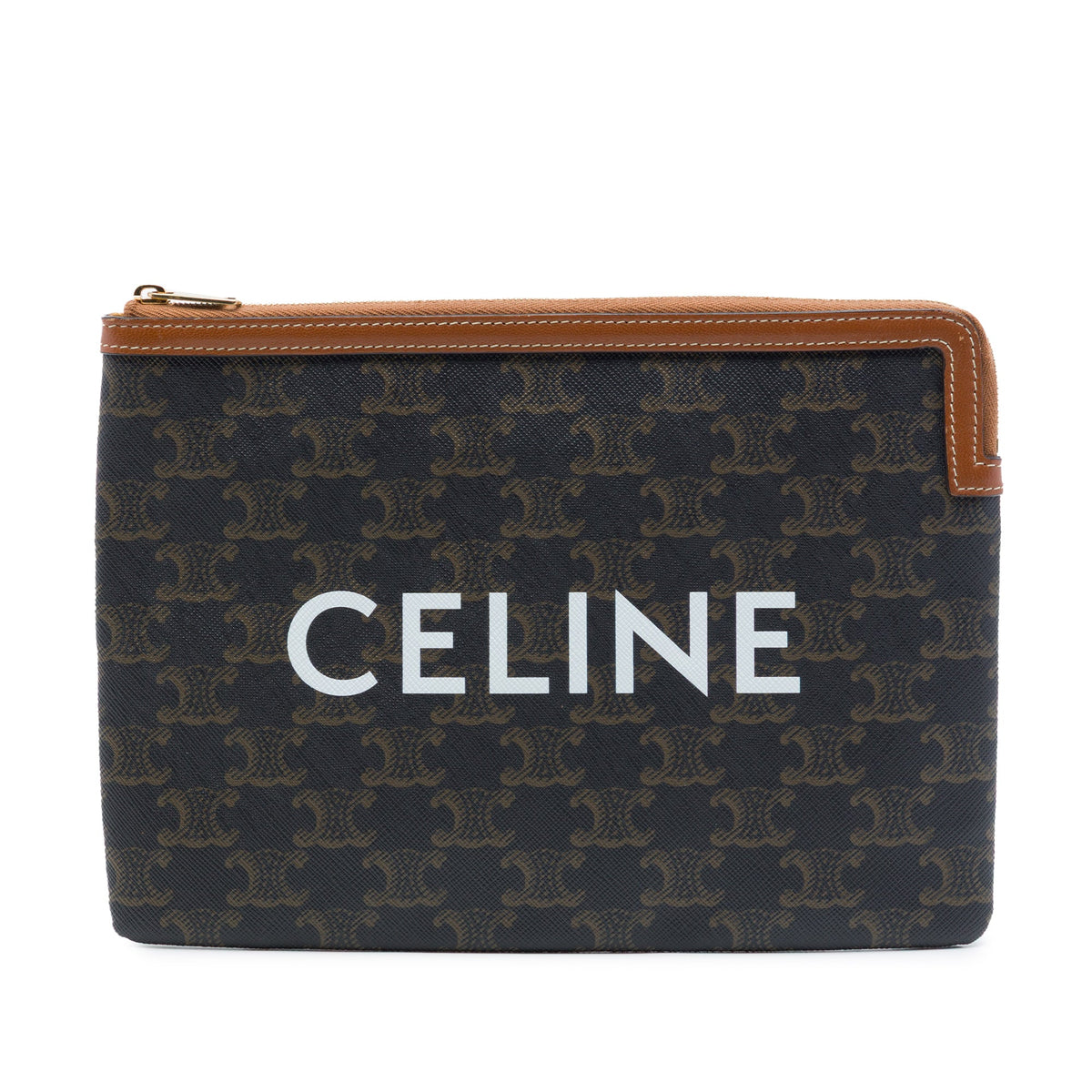 Celine Small Triomphe Coated Canvas Clutch