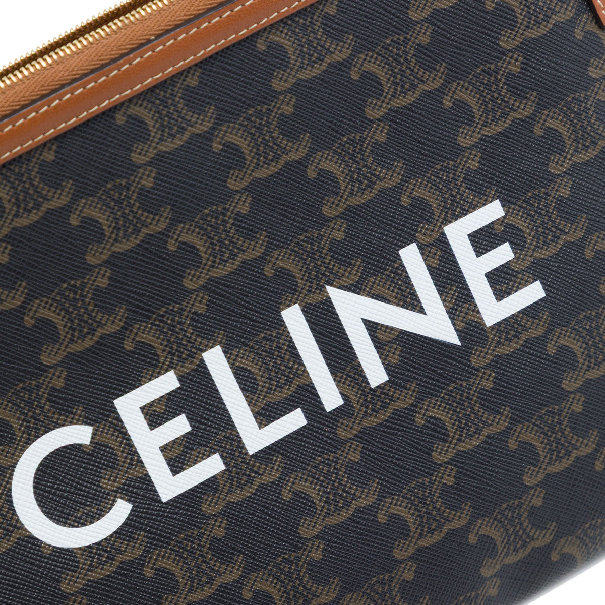 Celine Small Triomphe Coated Canvas Clutch