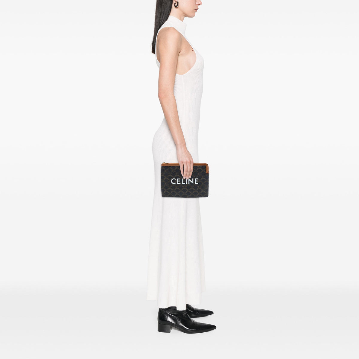 Celine Small Triomphe Coated Canvas Clutch