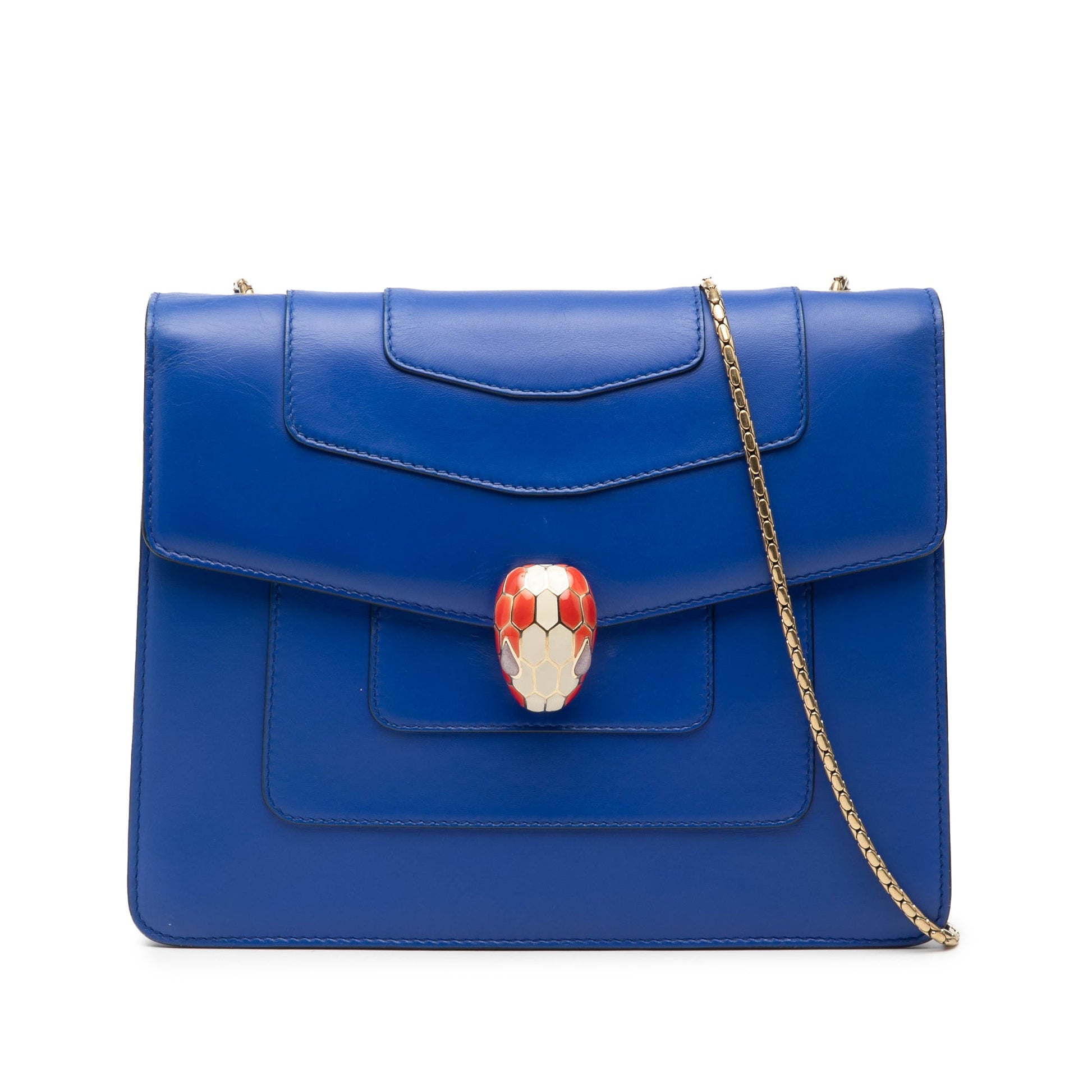 Bvlgari Small Leather Square Serpenti Forever Chain Crossbody