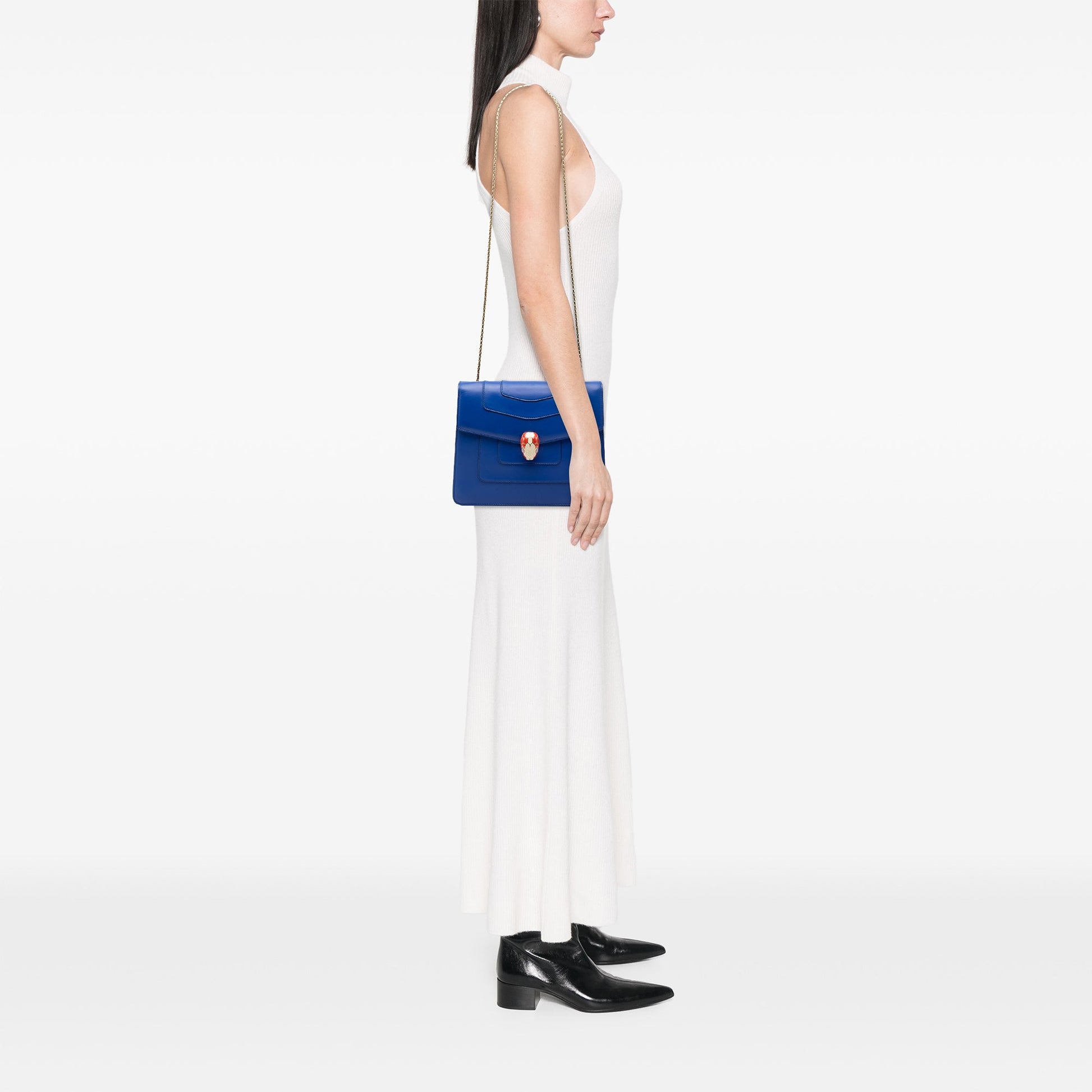 Bvlgari Small Leather Square Serpenti Forever Chain Crossbody