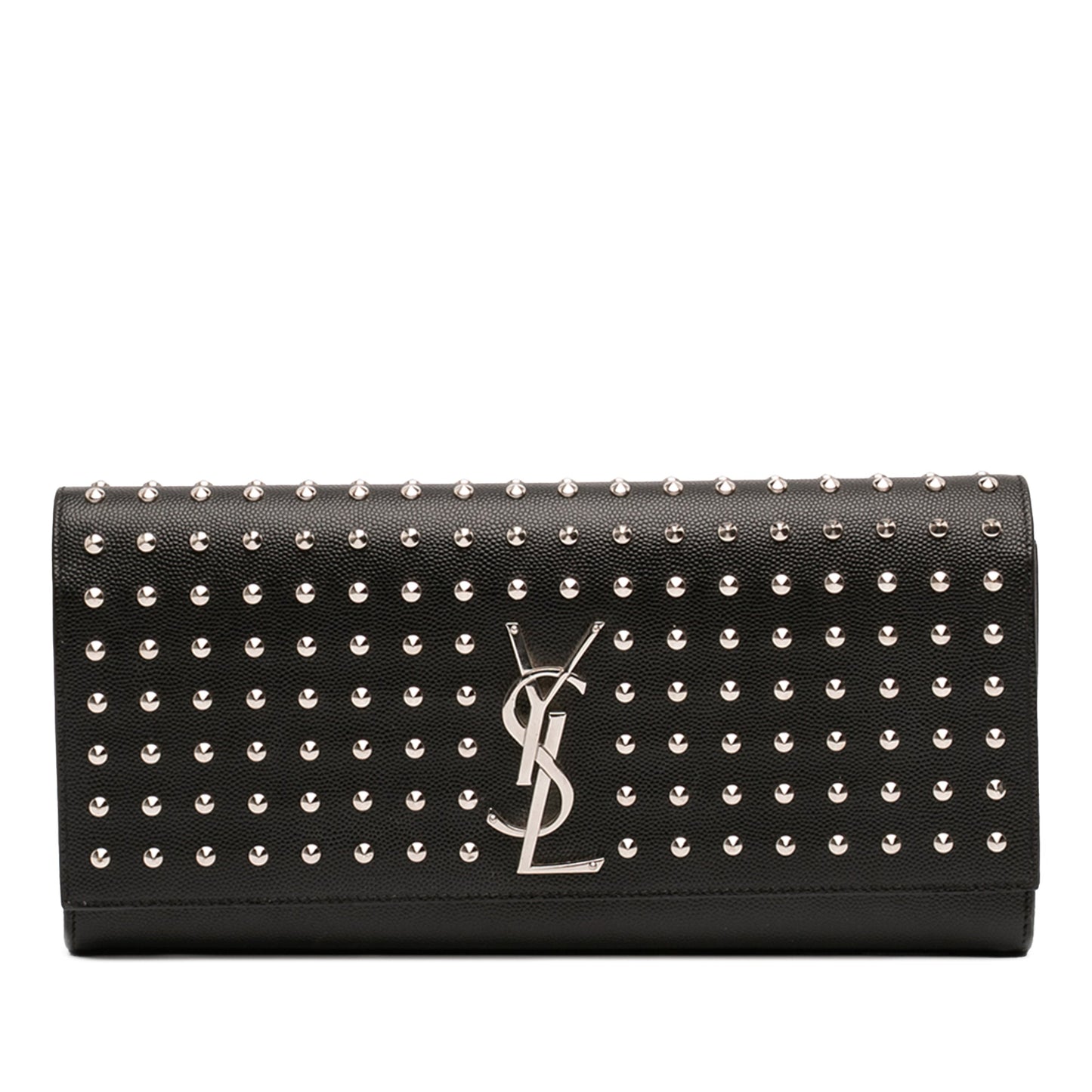 Saint Laurent Grain De Poudre Studded Monogram Kate Clutch
