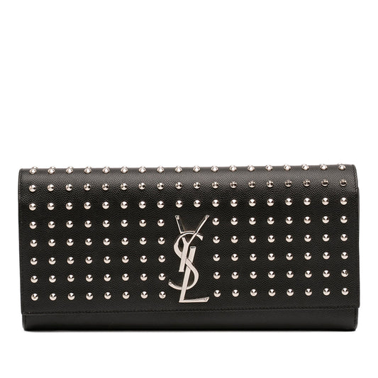 Saint Laurent Grain De Poudre Studded Monogram Kate Clutch
