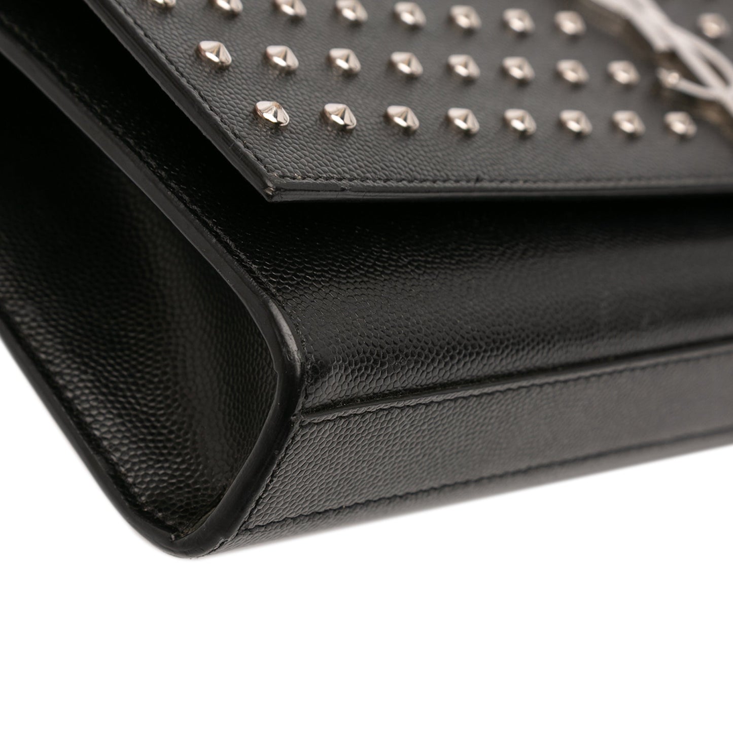 Saint Laurent Grain De Poudre Studded Monogram Kate Clutch