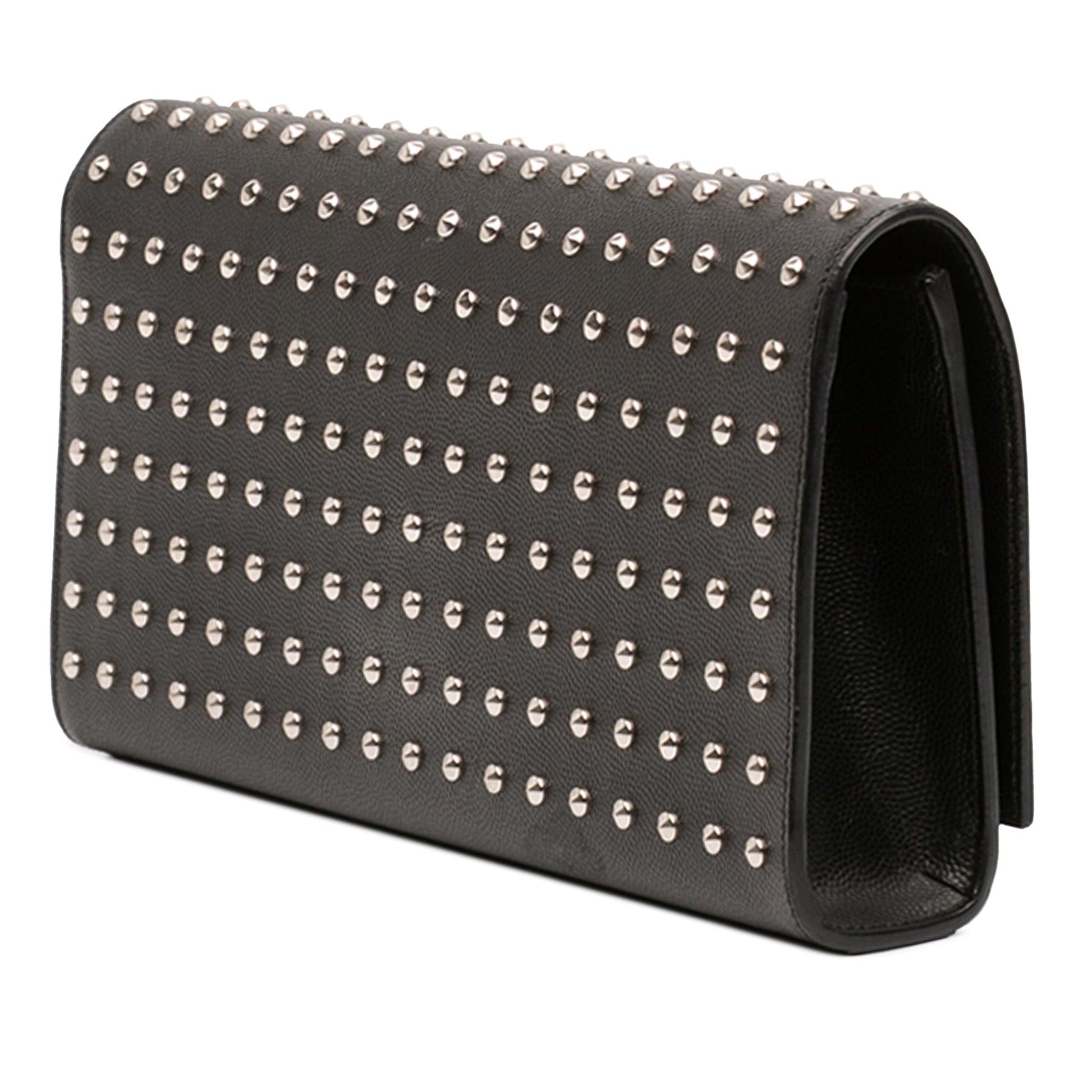 Saint Laurent Grain De Poudre Studded Monogram Kate Clutch