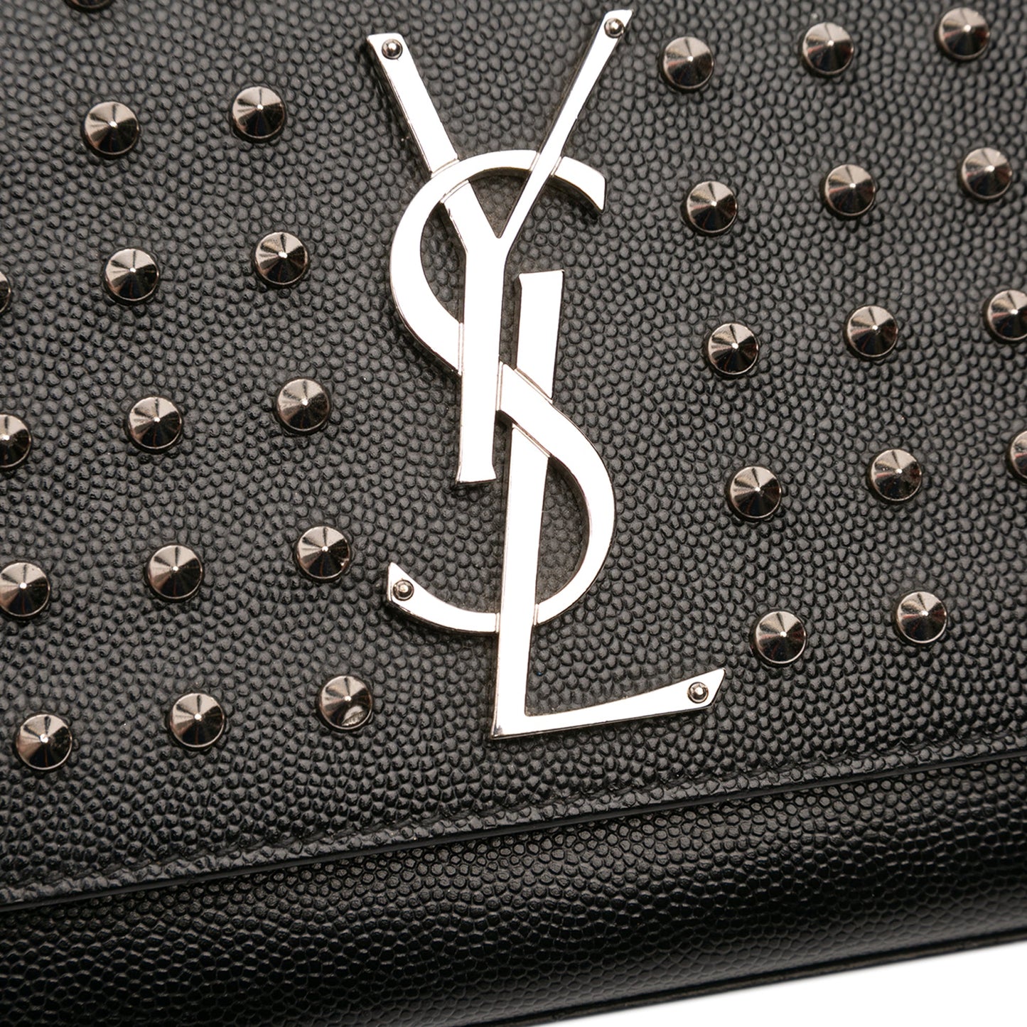 Saint Laurent Grain De Poudre Studded Monogram Kate Clutch