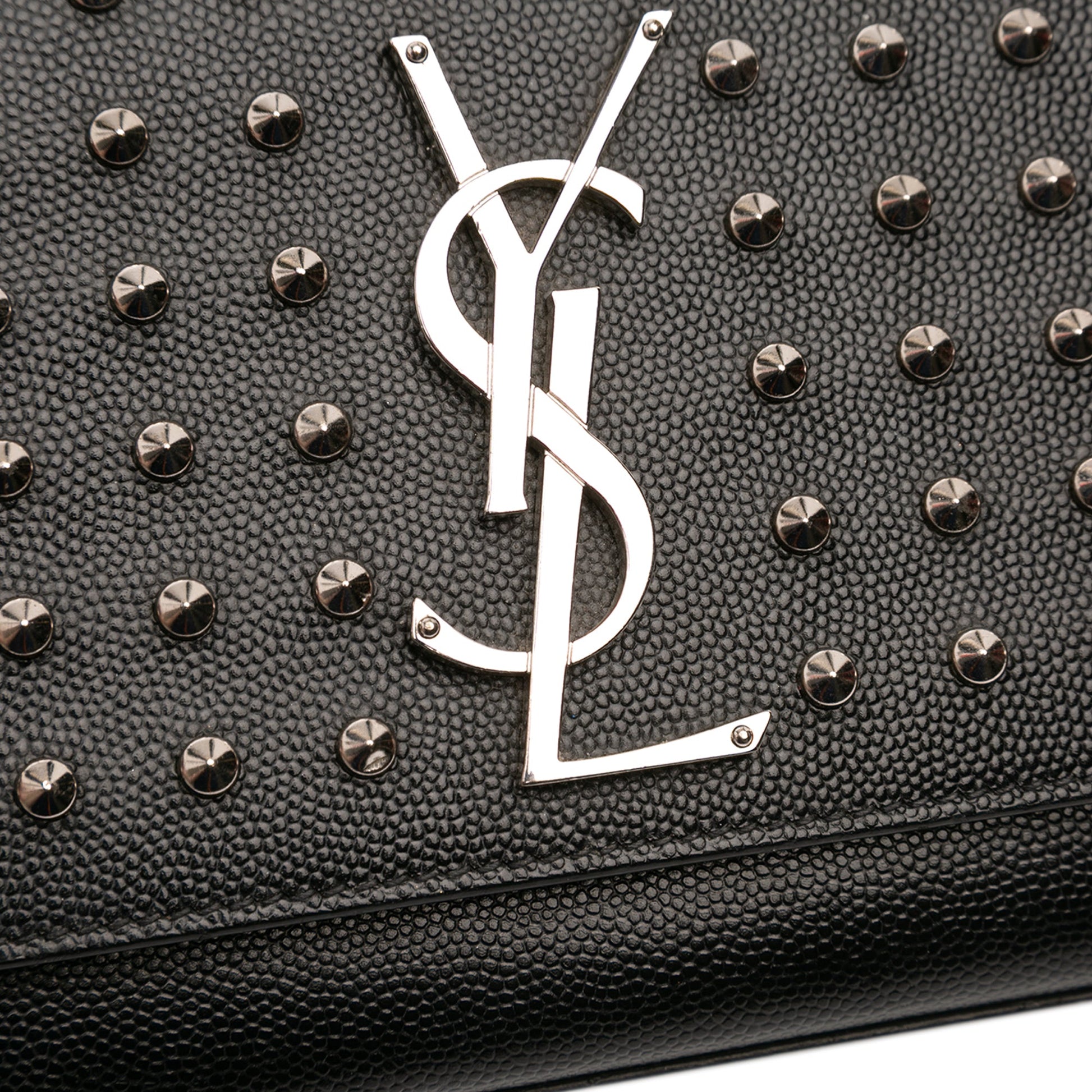Saint Laurent Grain De Poudre Studded Monogram Kate Clutch