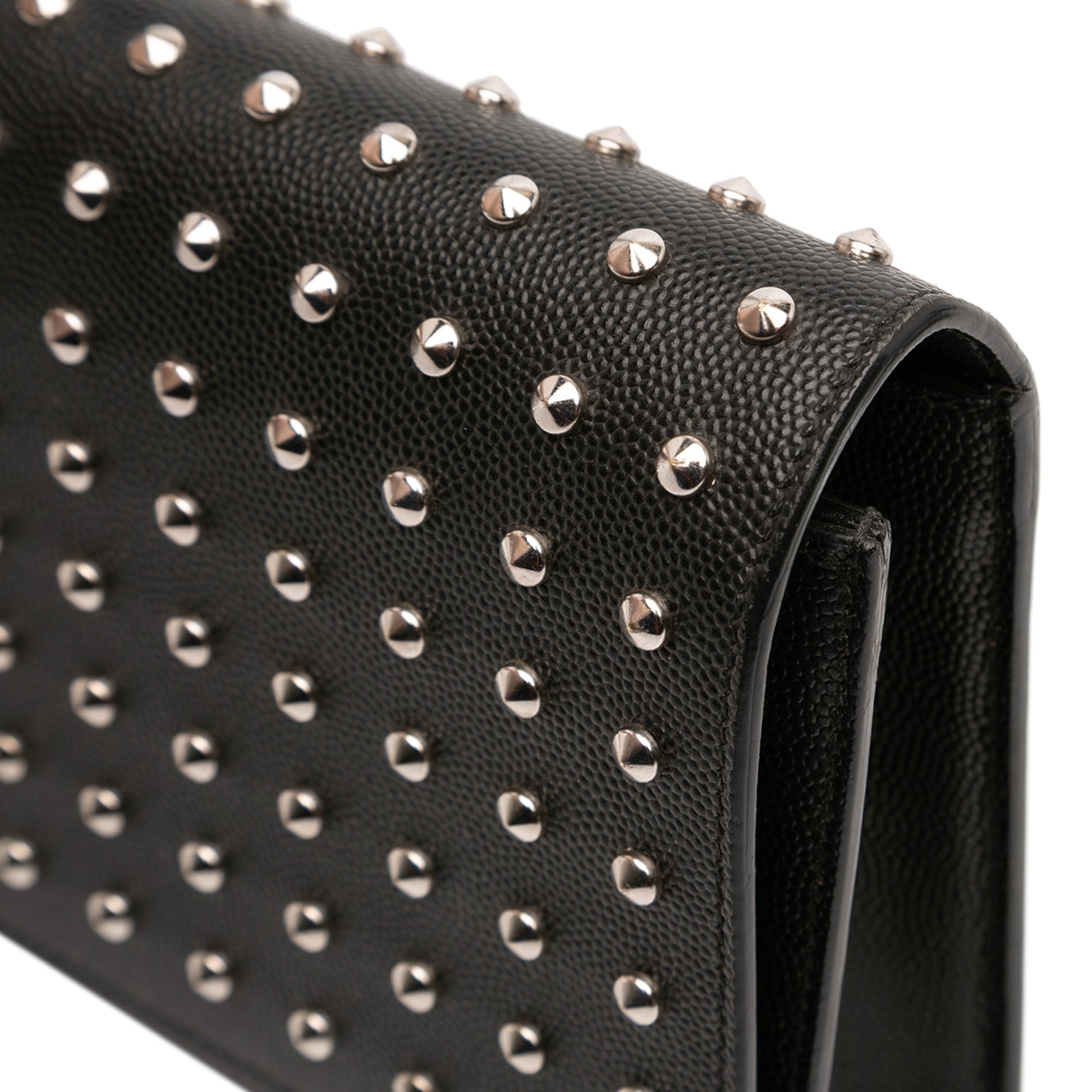 Saint Laurent Grain De Poudre Studded Monogram Kate Clutch