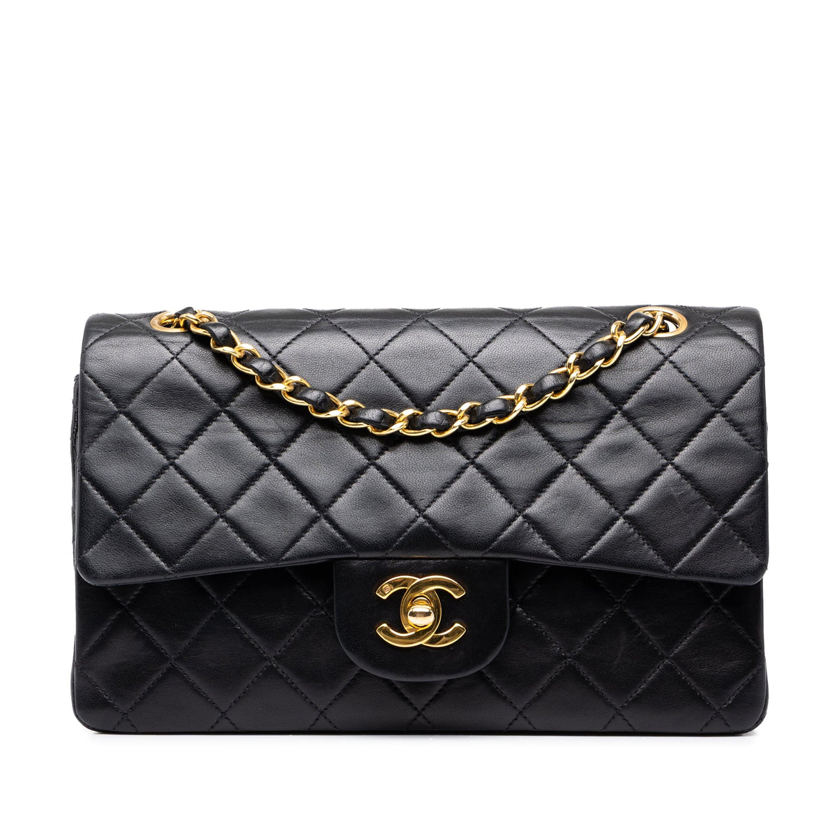 Chanel Small Classic Lambskin Double Flap — Black