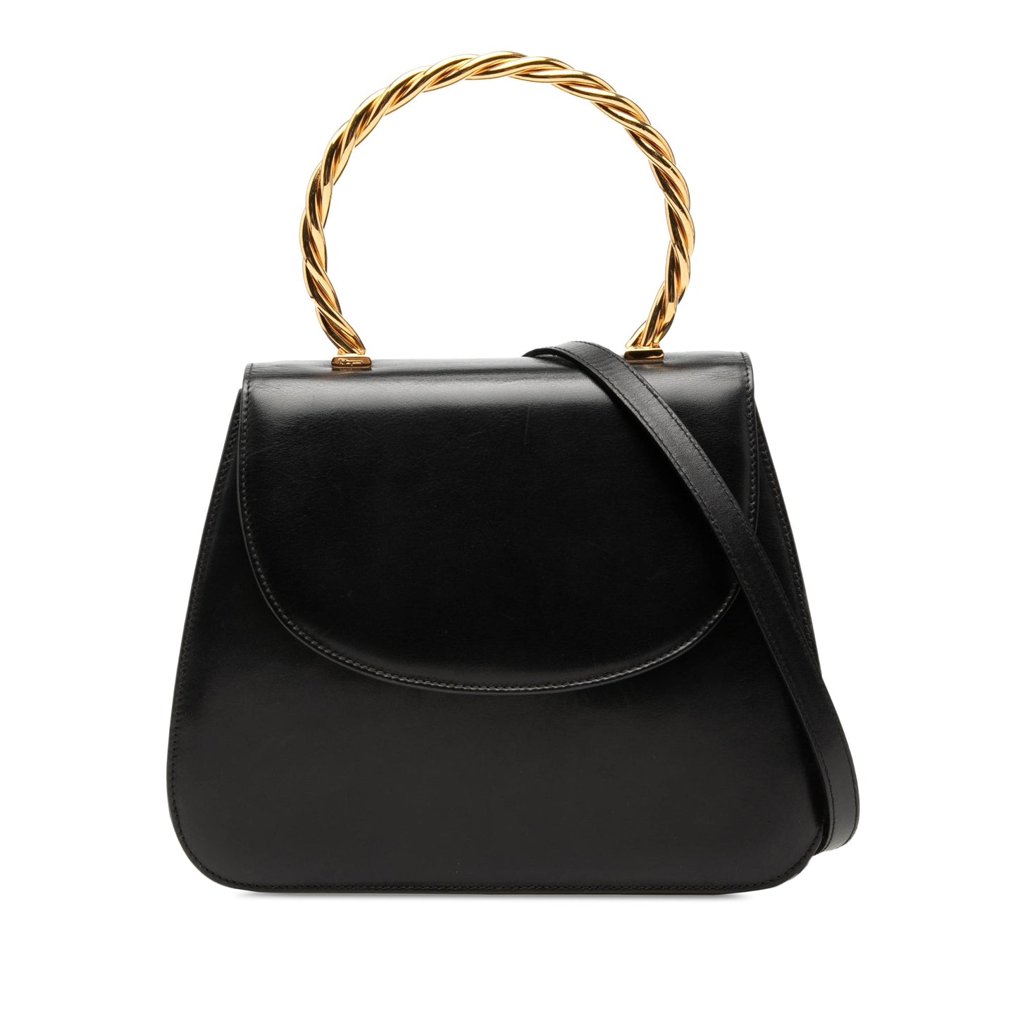 Ferragamo Calfskin Metal Top Handle Bag