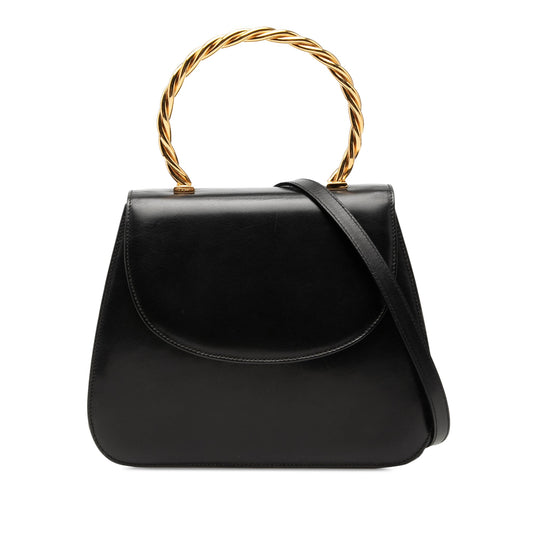 Ferragamo Calfskin Metal Top Handle Bag