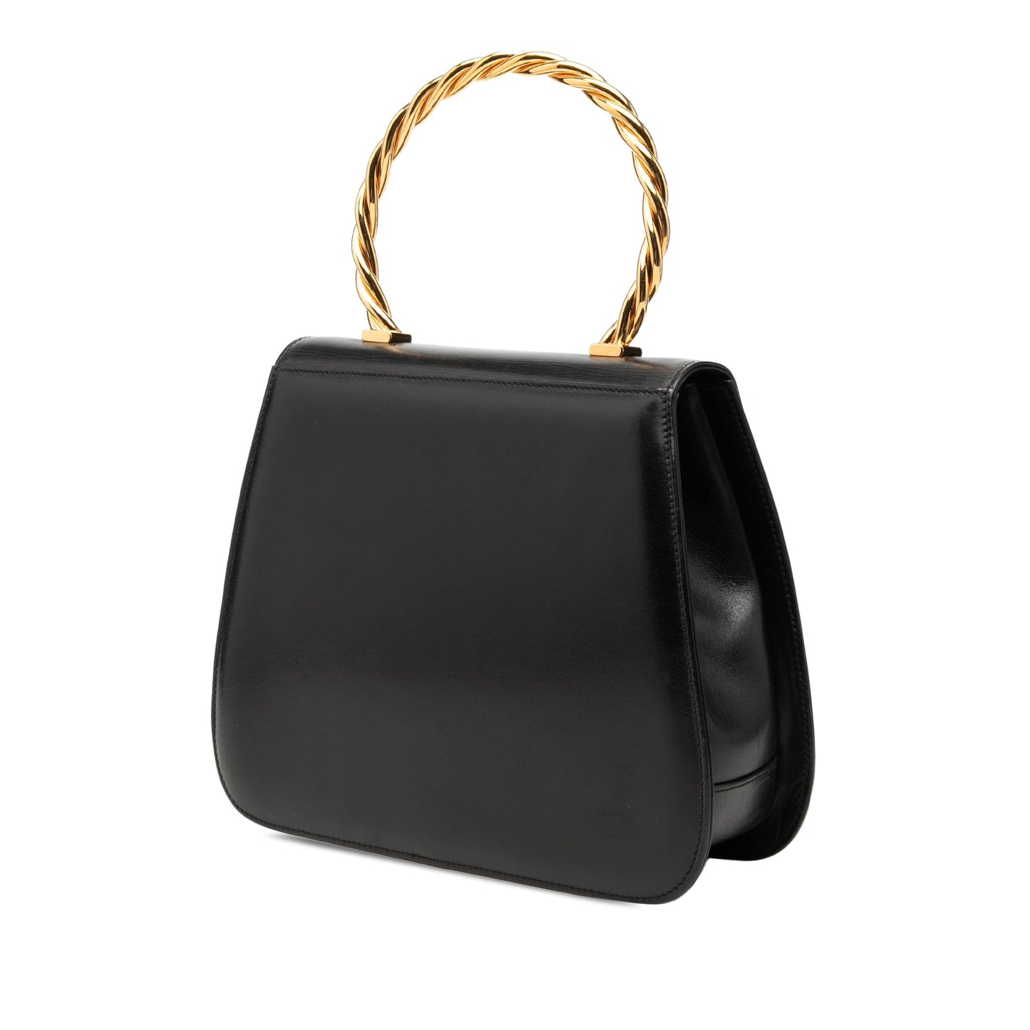 Ferragamo Calfskin Metal Top Handle Bag