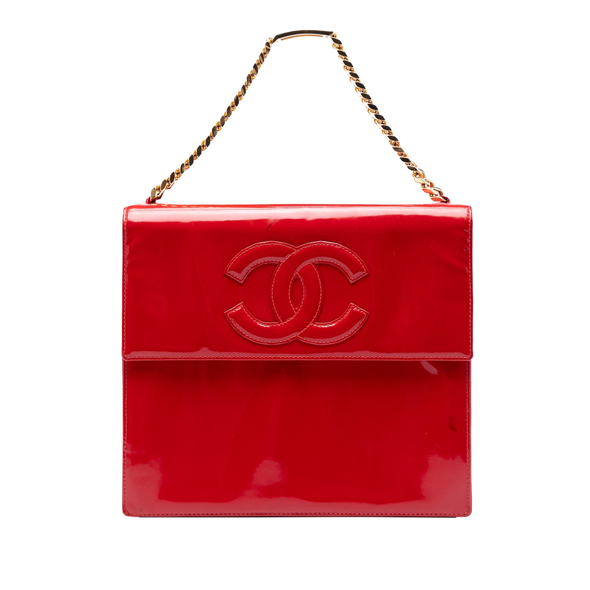 Chanel CC Patent Chain Top Handle Flap