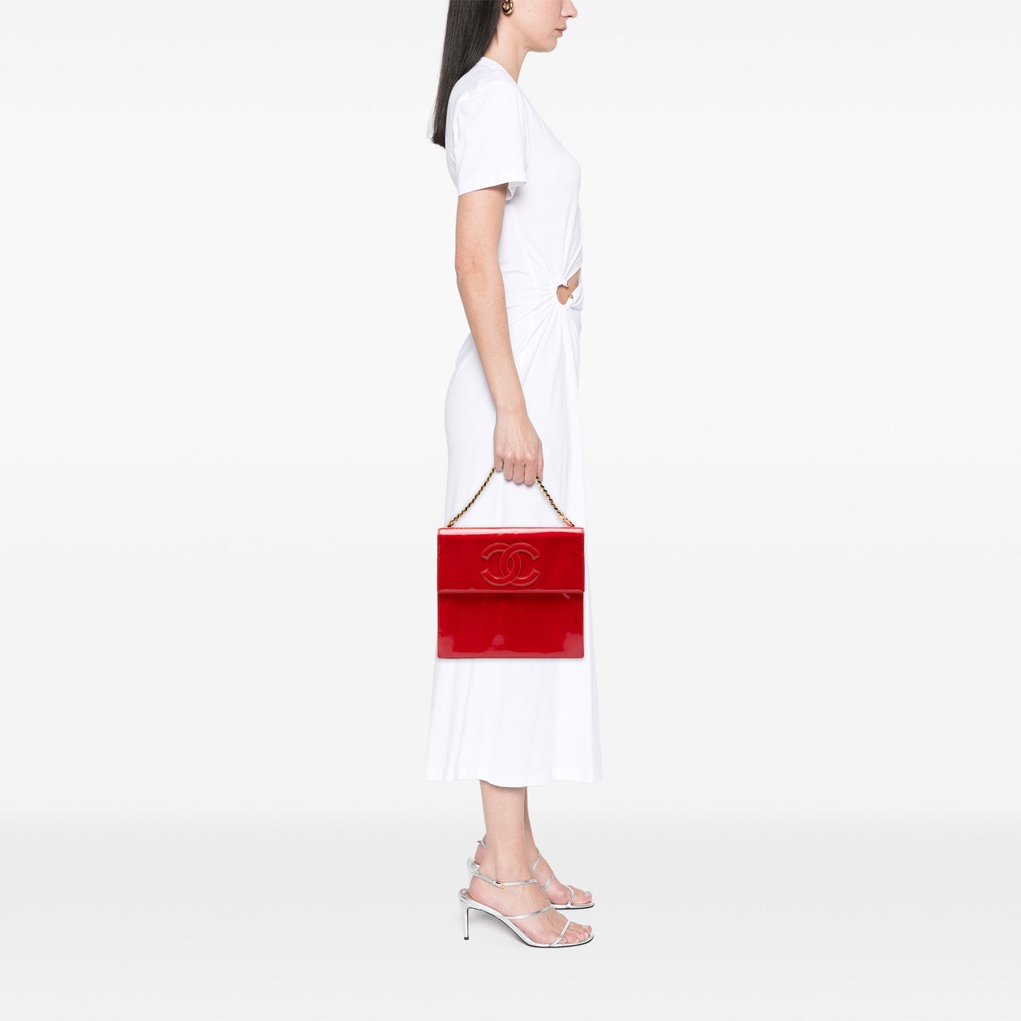 Chanel CC Patent Chain Top Handle Flap