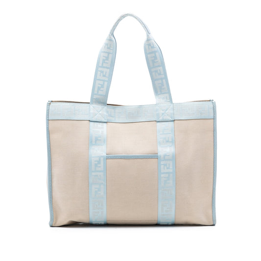 Fendi Zucca Trimmed Canvas Tote