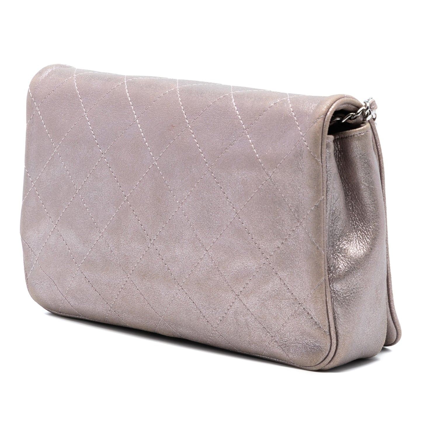 Chanel CC Quilted Metallic Lambskin Wallet On Chain