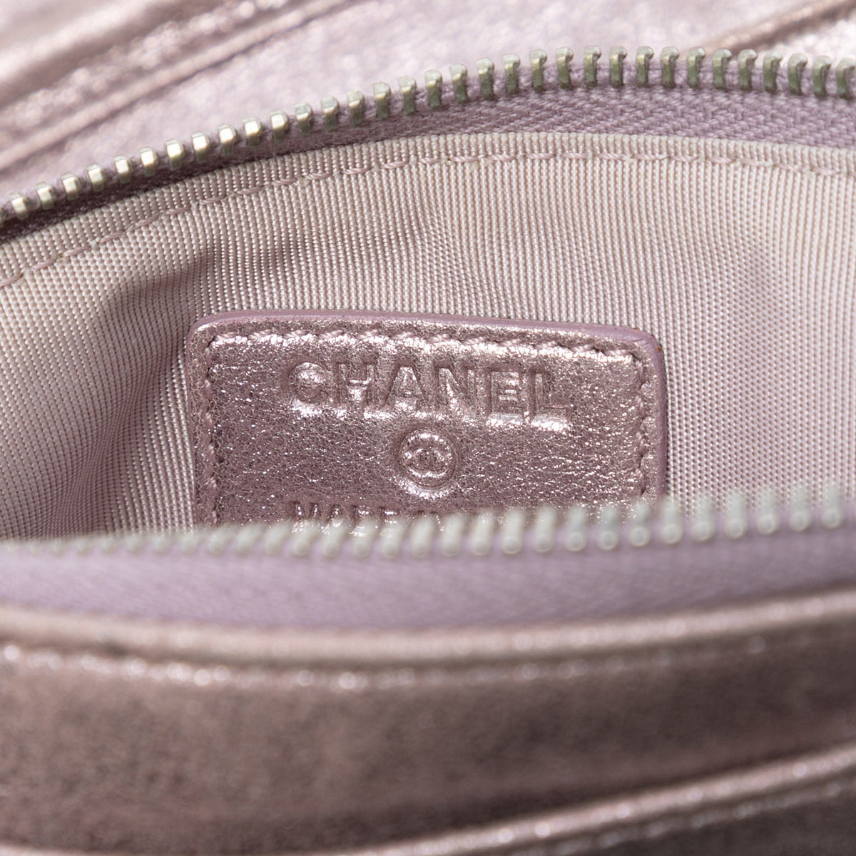 Chanel CC Quilted Metallic Lambskin Wallet On Chain