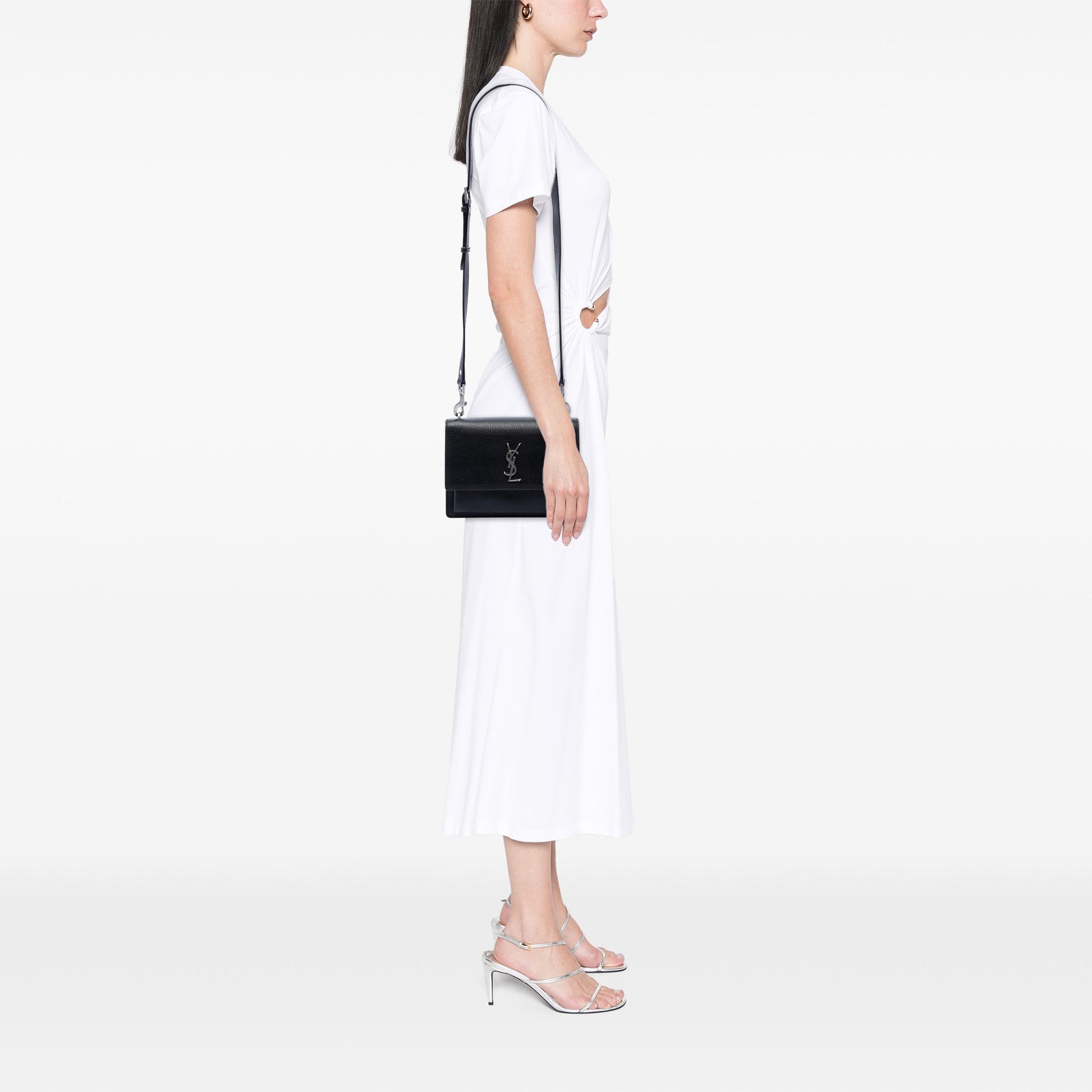 Saint Laurent Medium Grained Calfskin Monogram Sunset Crossbody