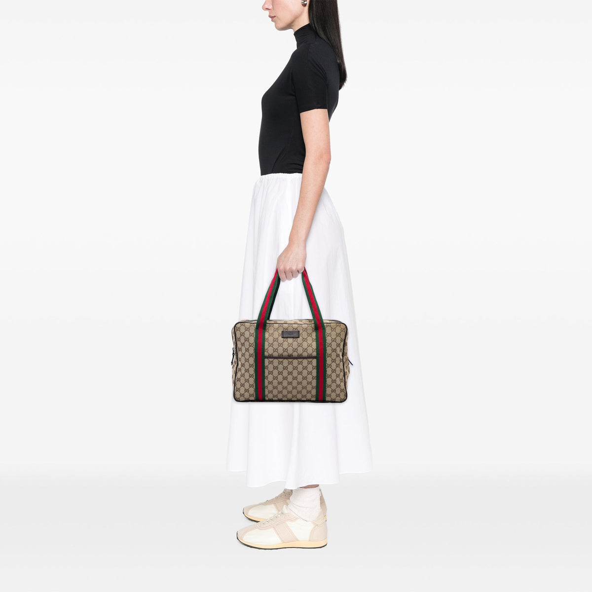 Gucci GG Canvas Web Business Bag — Beige