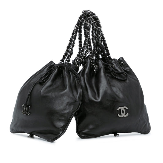 Chanel CC Calfskin Dual Twin Chain Handbag