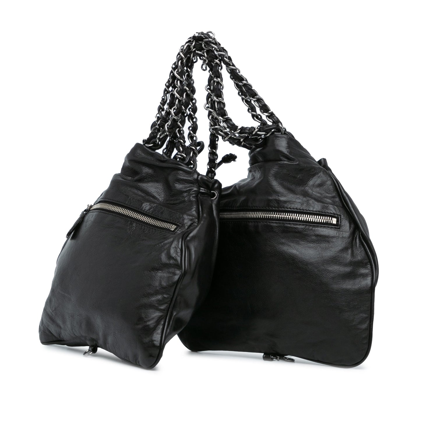 Chanel CC Calfskin Dual Twin Chain Handbag