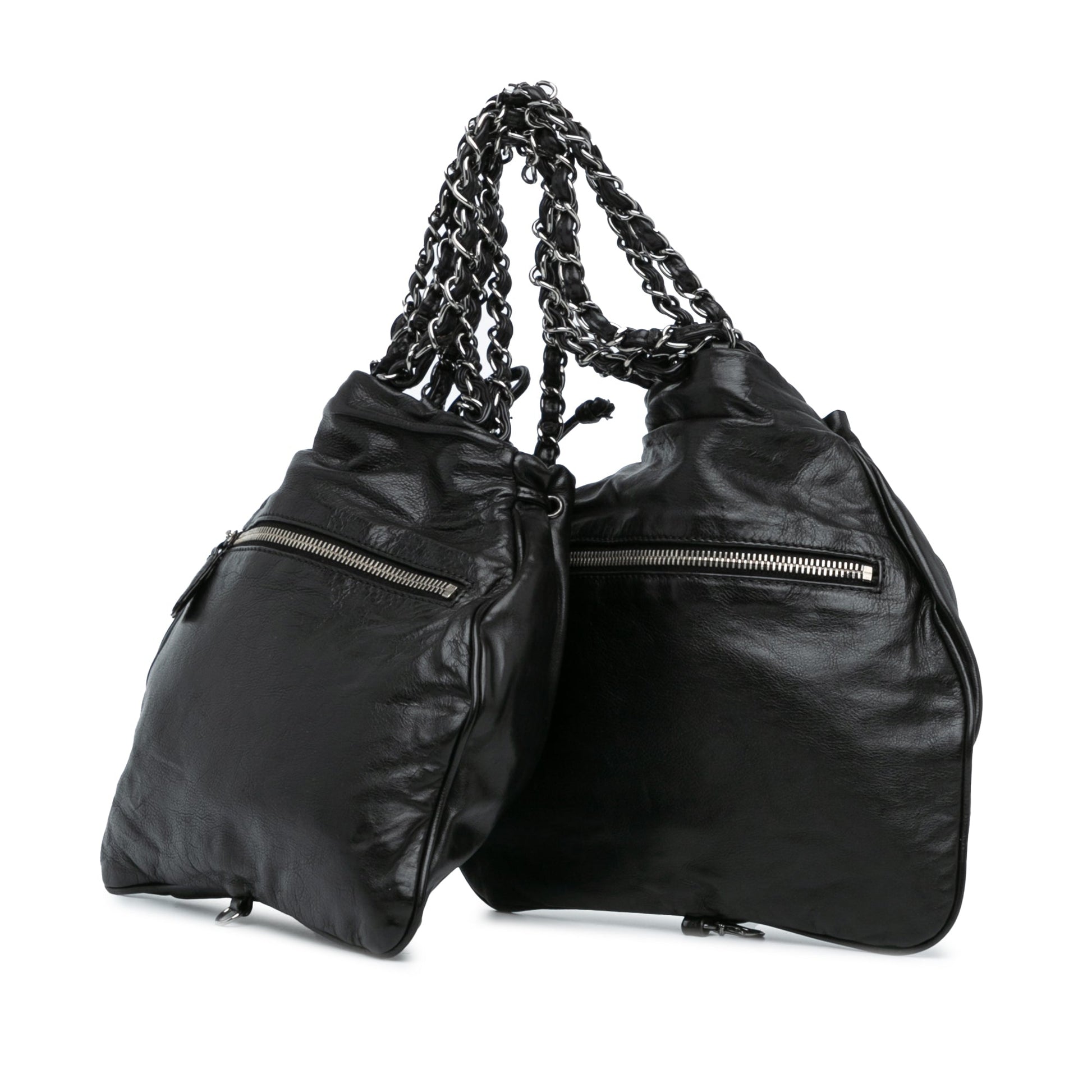 Chanel CC Calfskin Dual Twin Chain Handbag