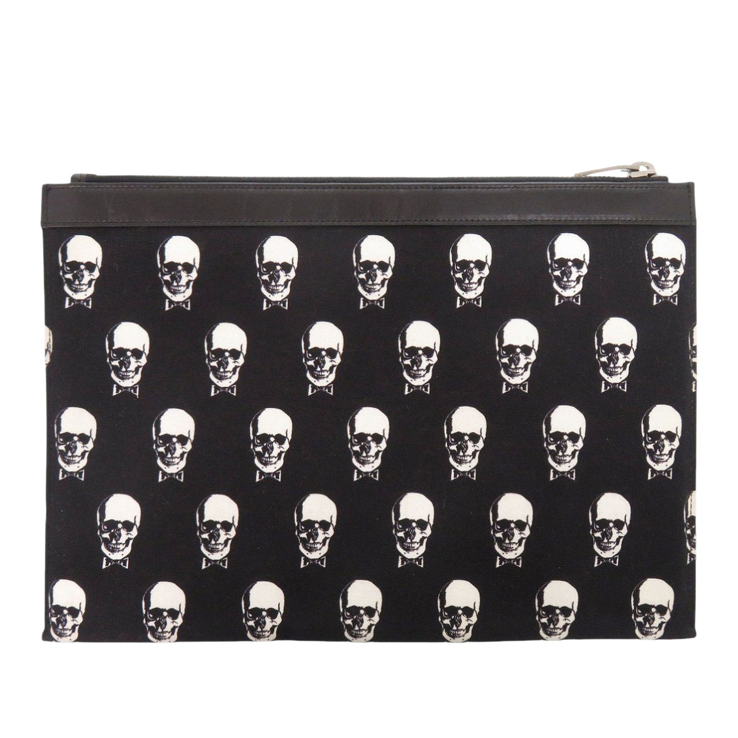 Saint Laurent Canvas Skull Print Zip Clutch