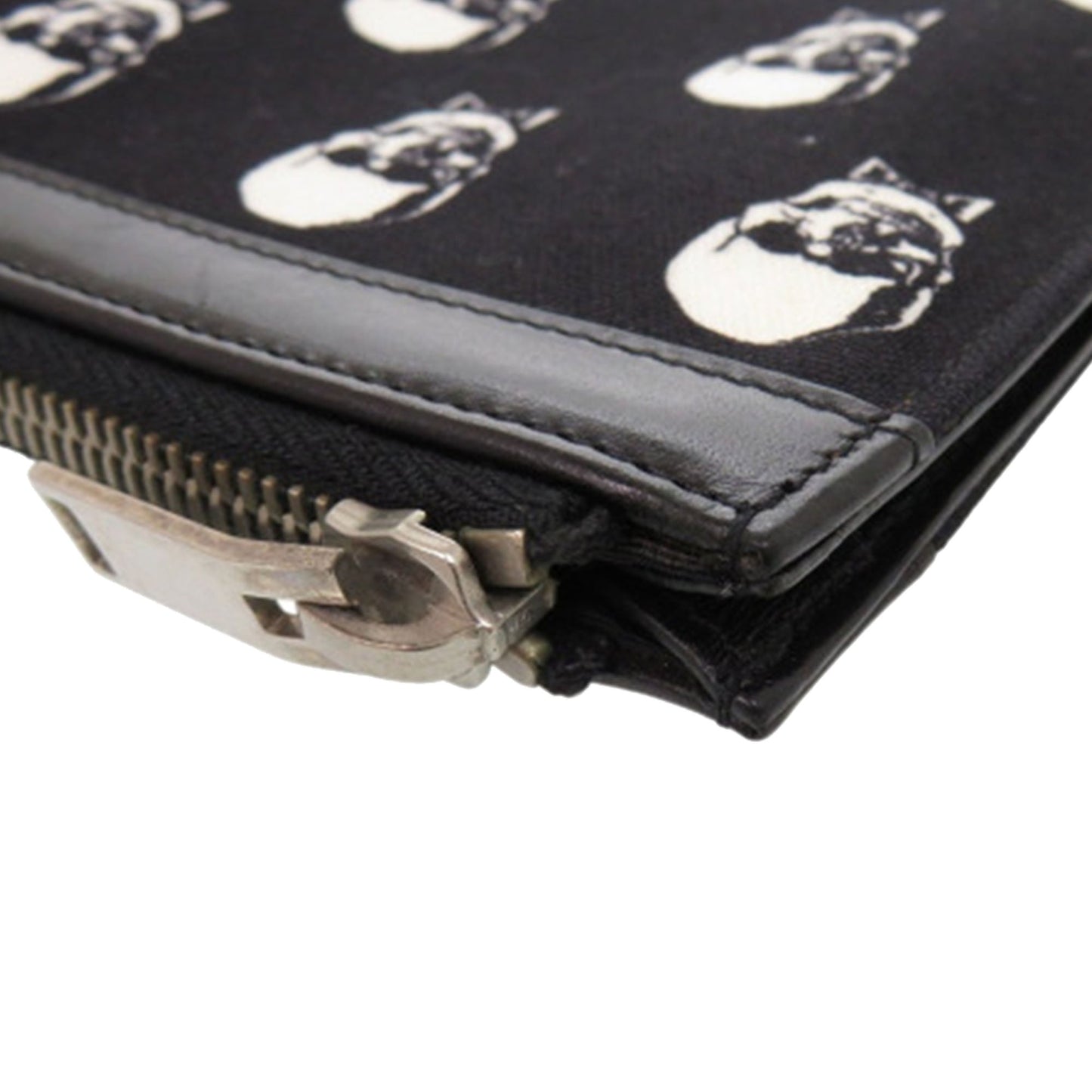 Saint Laurent Canvas Skull Print Zip Clutch