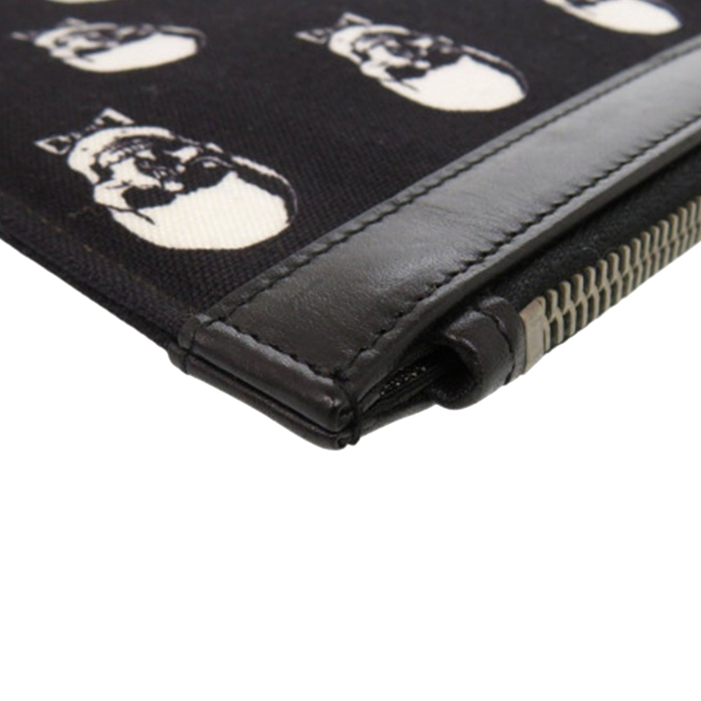Saint Laurent Canvas Skull Print Zip Clutch