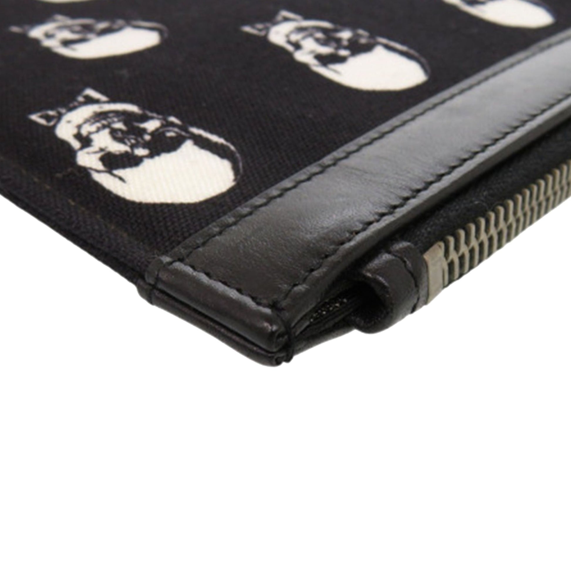 Saint Laurent Canvas Skull Print Zip Clutch