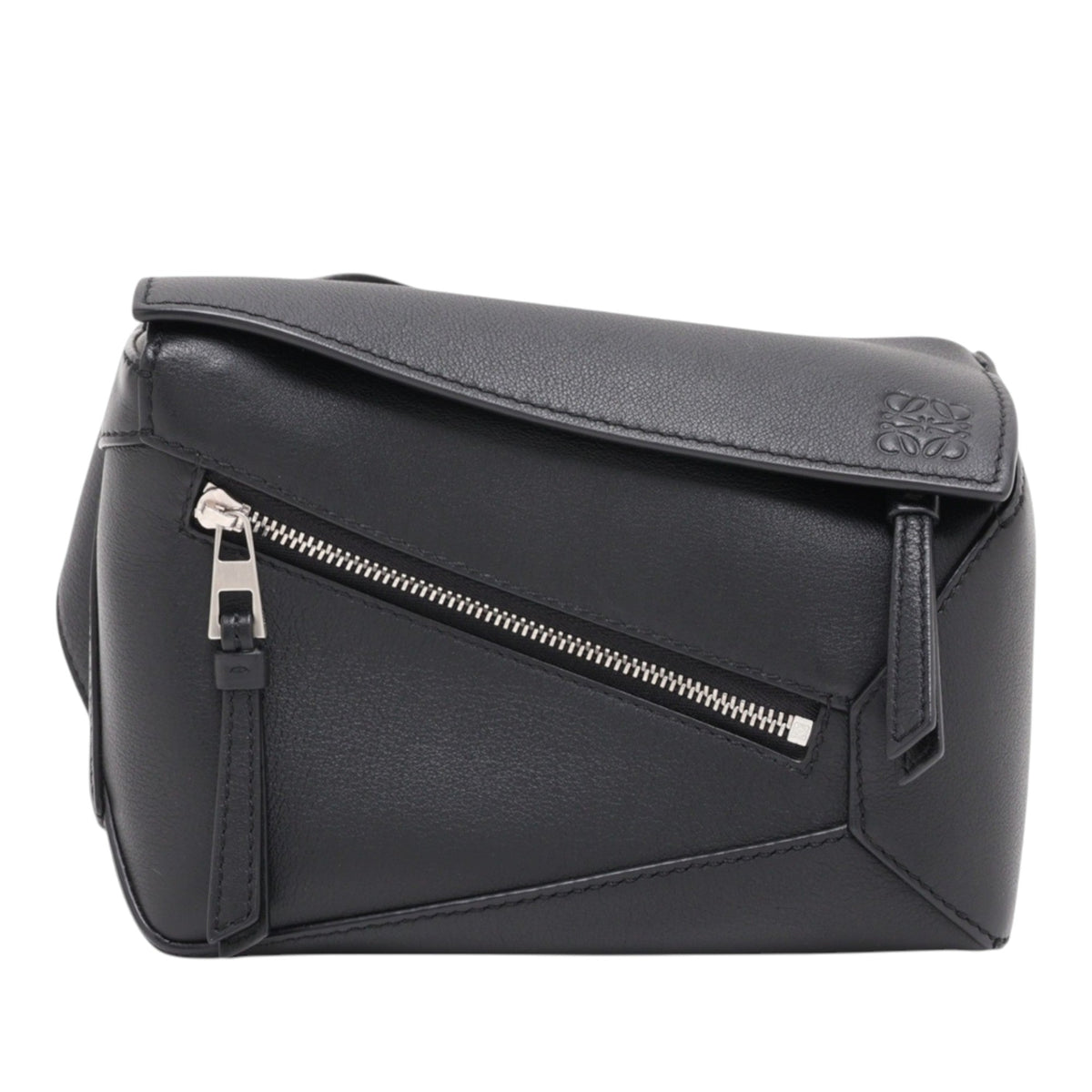 LOEWE Mini Calfskin Puzzle Bumbag — Black