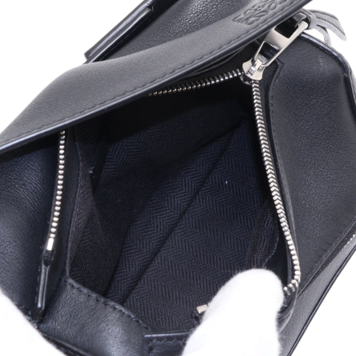 LOEWE Mini Calfskin Puzzle Bumbag — Black