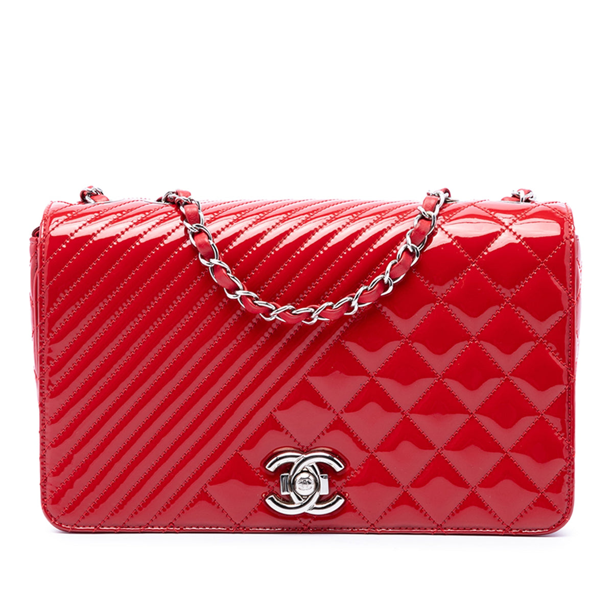 Chanel Medium Patent Coco Boy Flap — Red