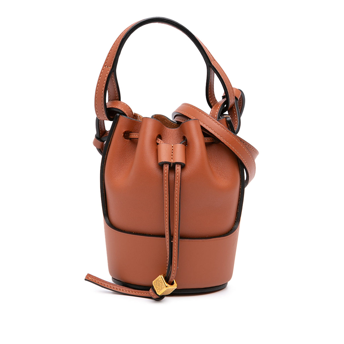 LOEWE Nano Leather Balloon Bucket Bag — Brown