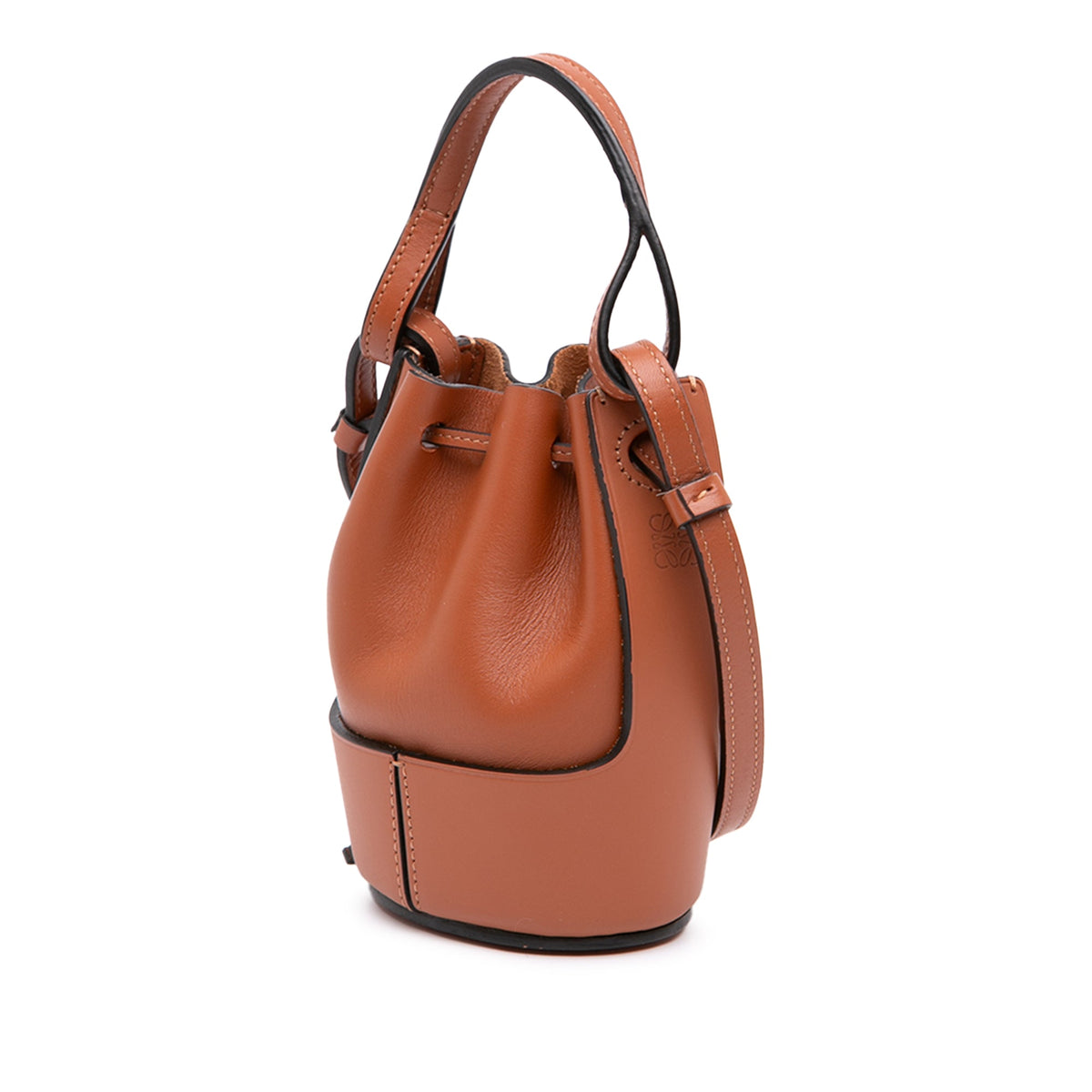 LOEWE Nano Leather Balloon Bucket Bag — Brown