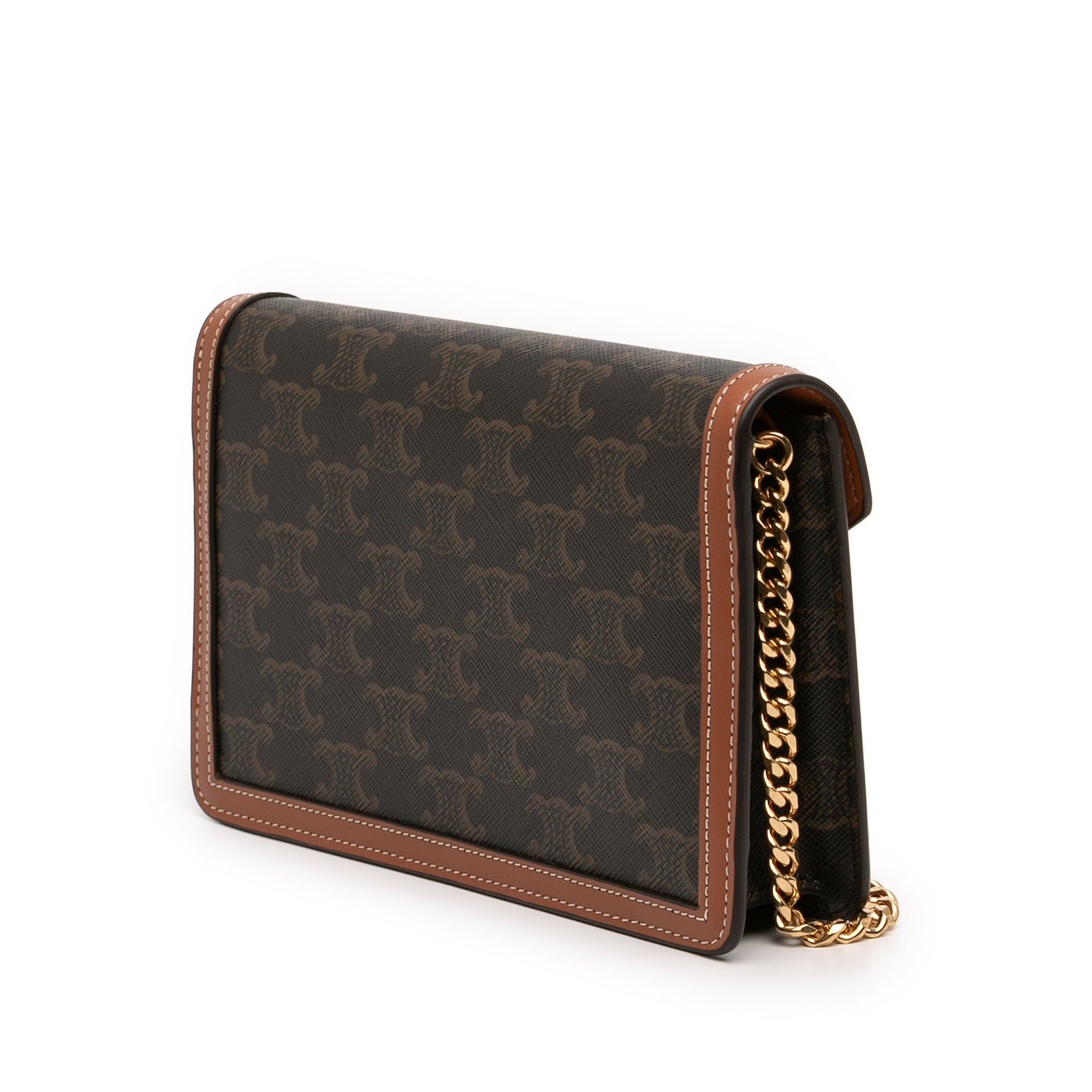 Celine Triomphe Coated Canvas Margo Wallet on Chain