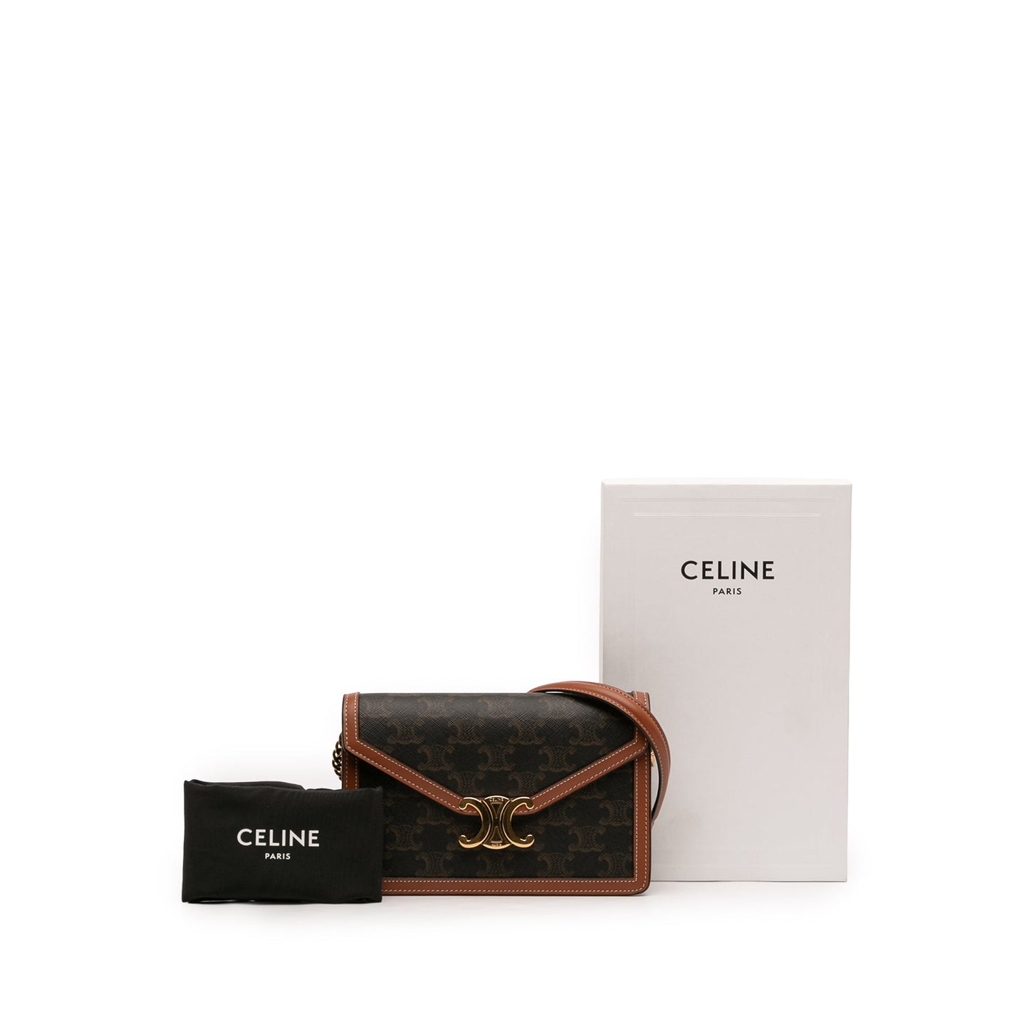 Celine Triomphe Coated Canvas Margo Wallet on Chain
