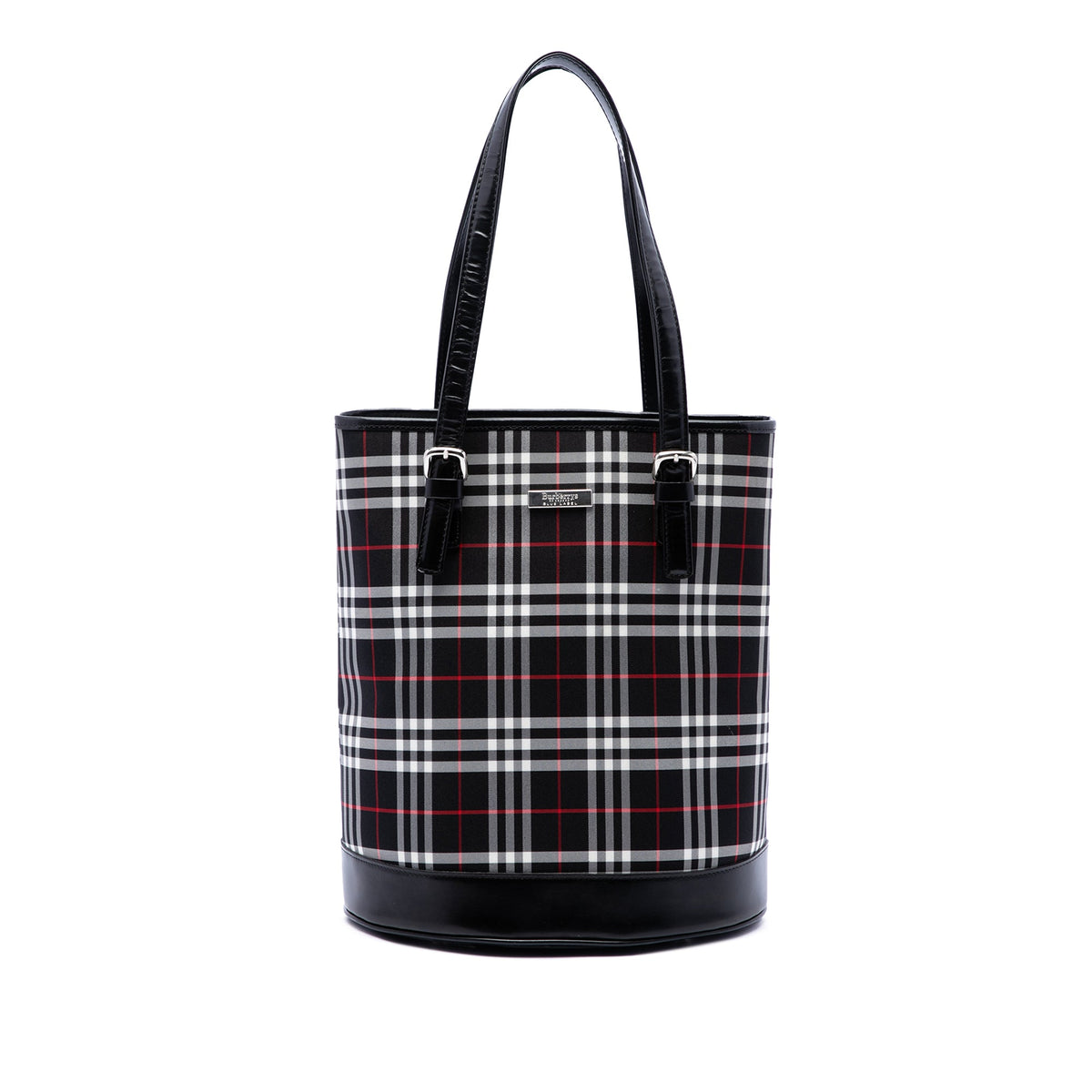 Burberry House Check Canvas Bucket Bag — Black