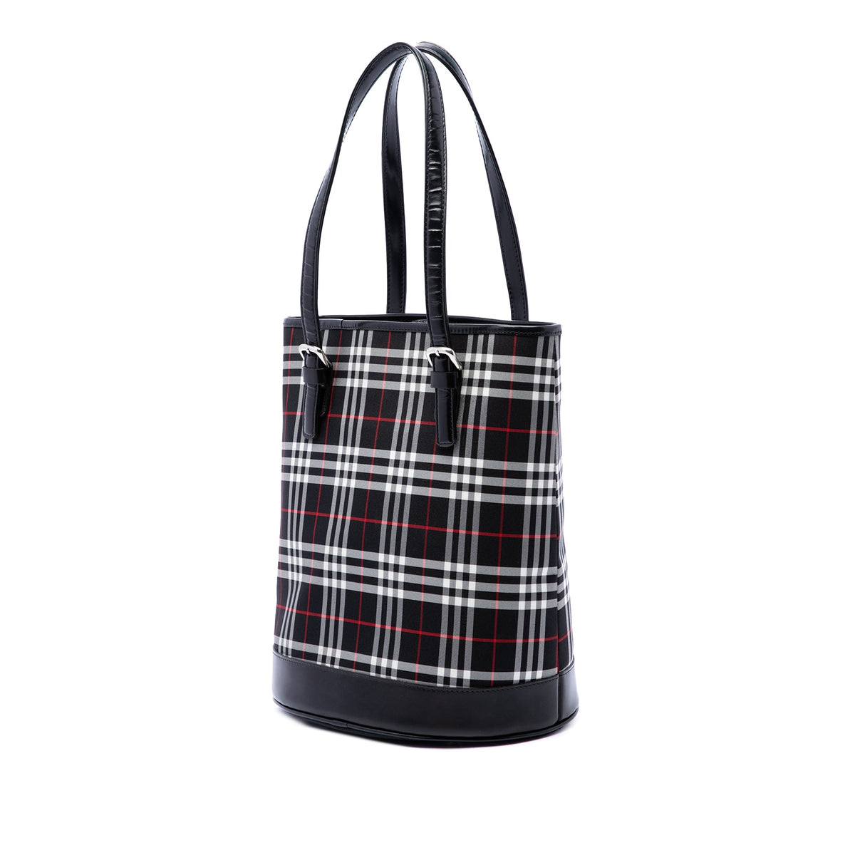 Burberry House Check Canvas Bucket Bag — Black